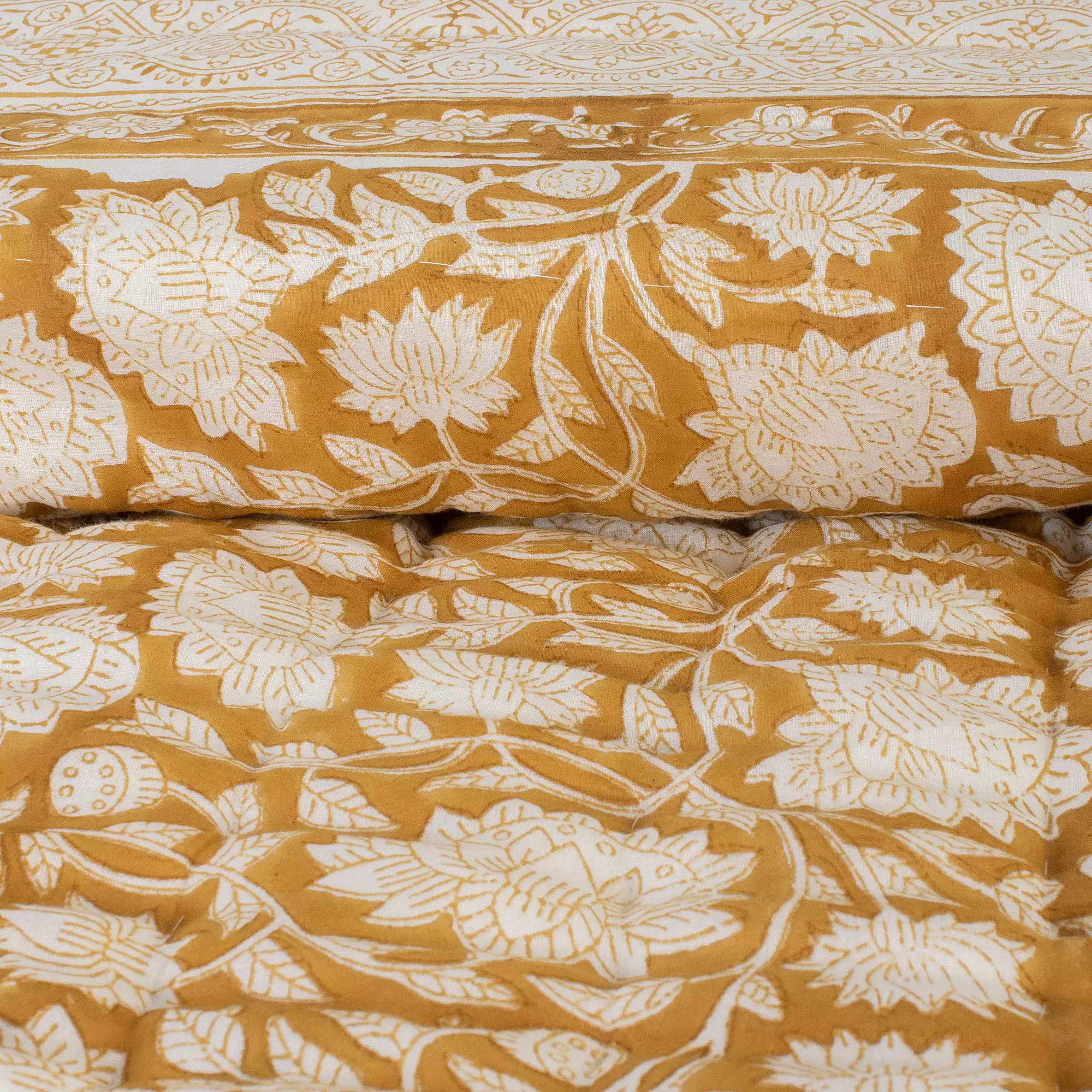 Hand Block Printed Floral Reversible Jaipuri Razai / Quilts for Winter - Image 2