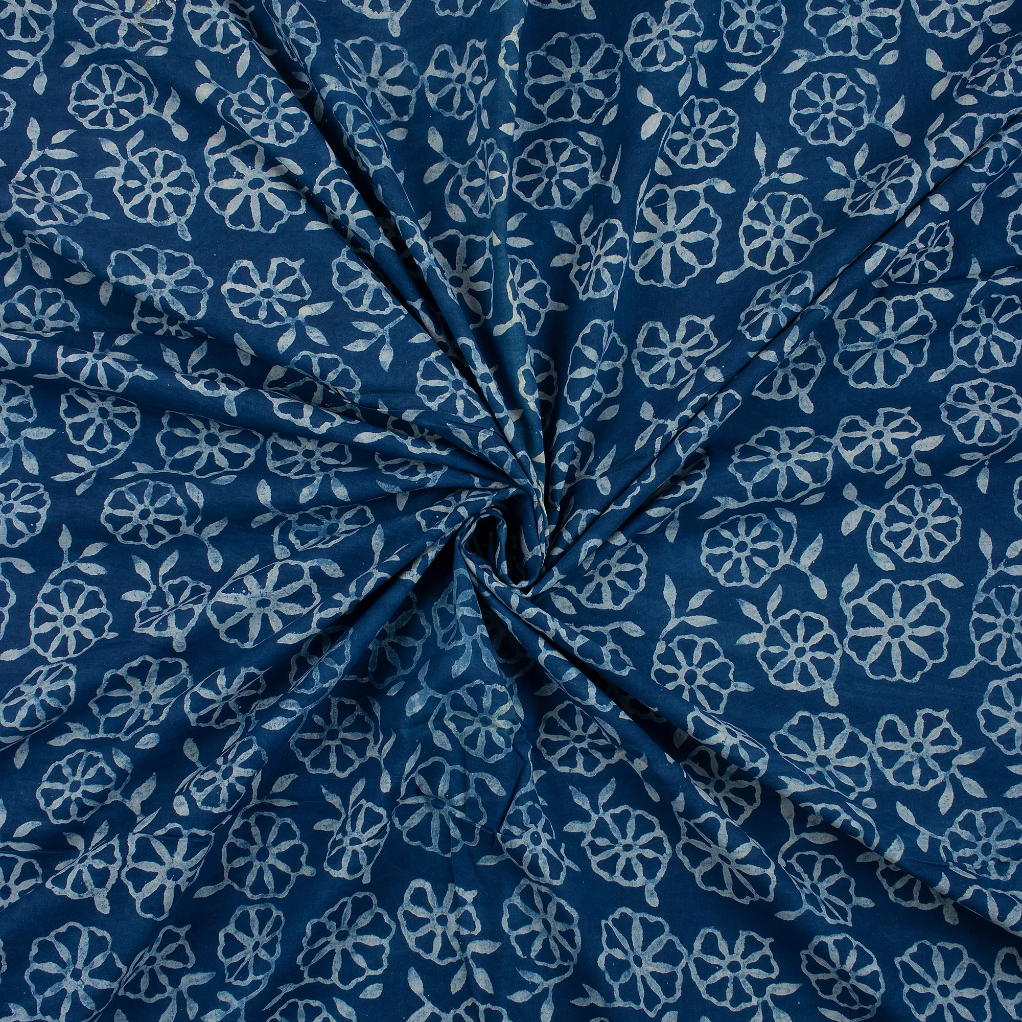 Hand Block Printed Indigo Blue Fabric for Kurti - Image 5