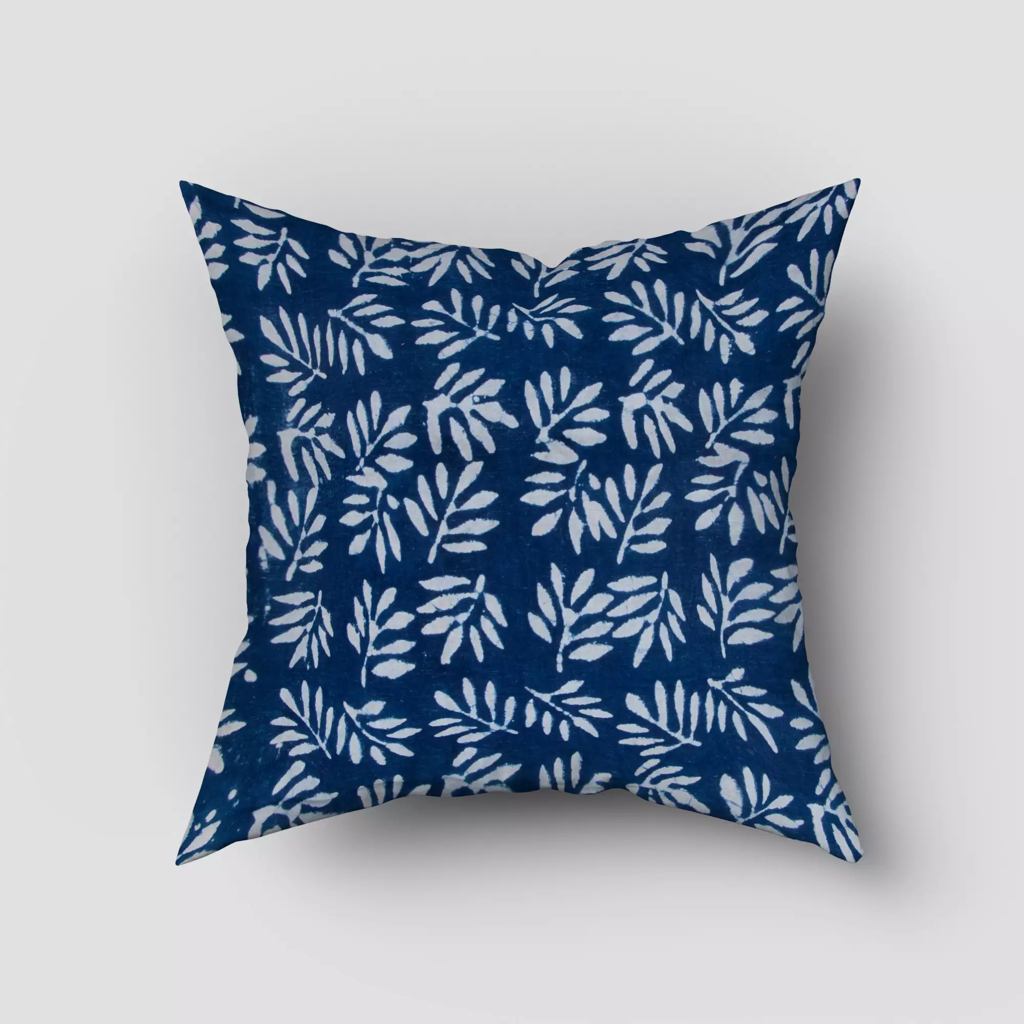 Hand Block Printed Indigo Cotton Cushion Cover