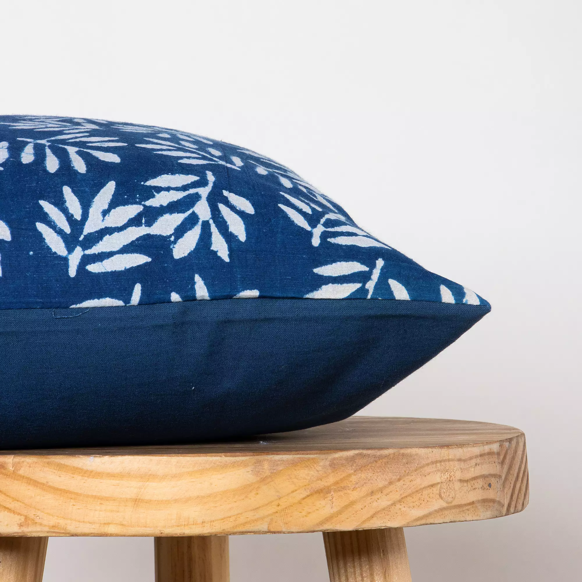 Hand Block Printed Indigo Cotton Cushion Cover - Image 4
