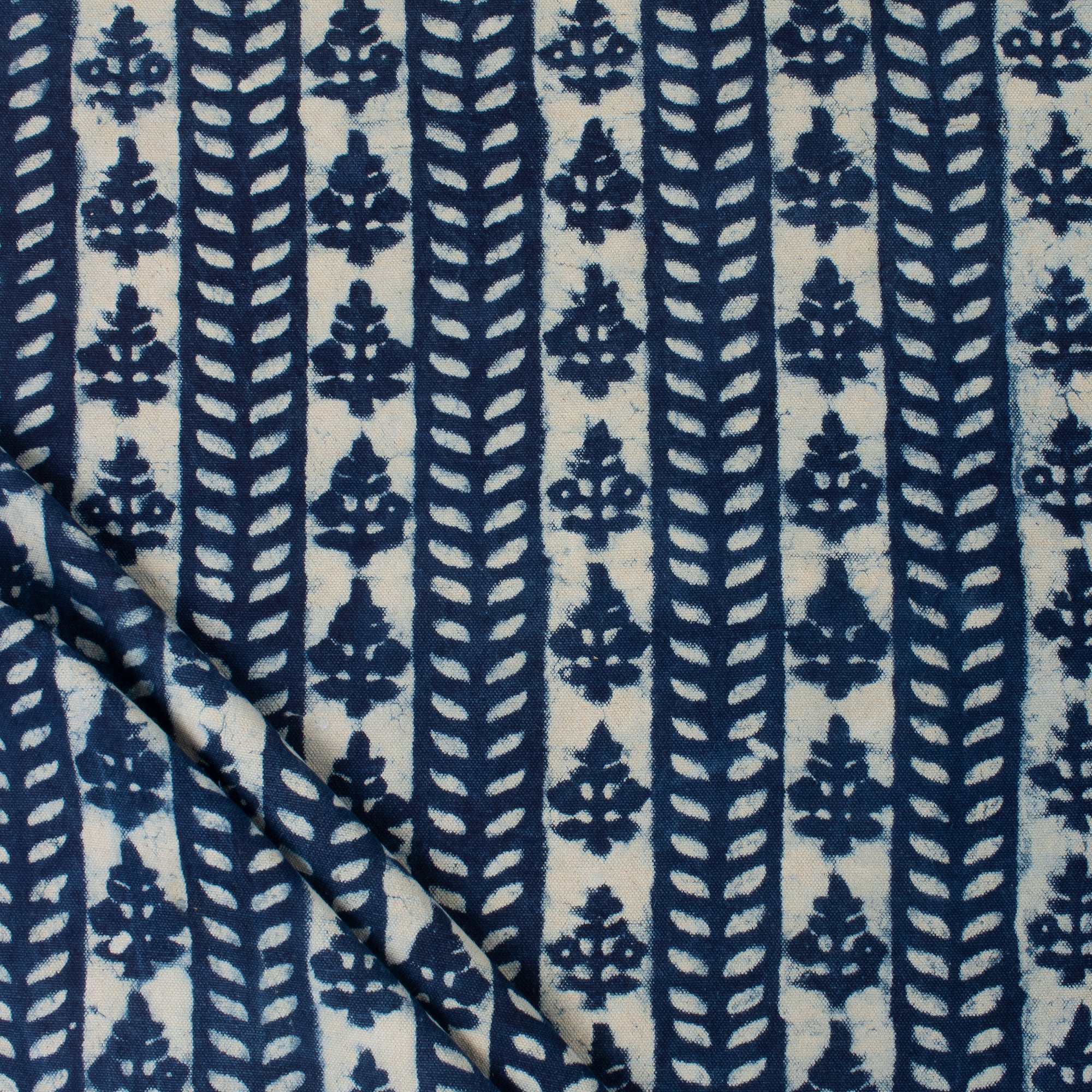 Handmade Block Printed Pure Cotton Leaf Pattern Fabric Cloth