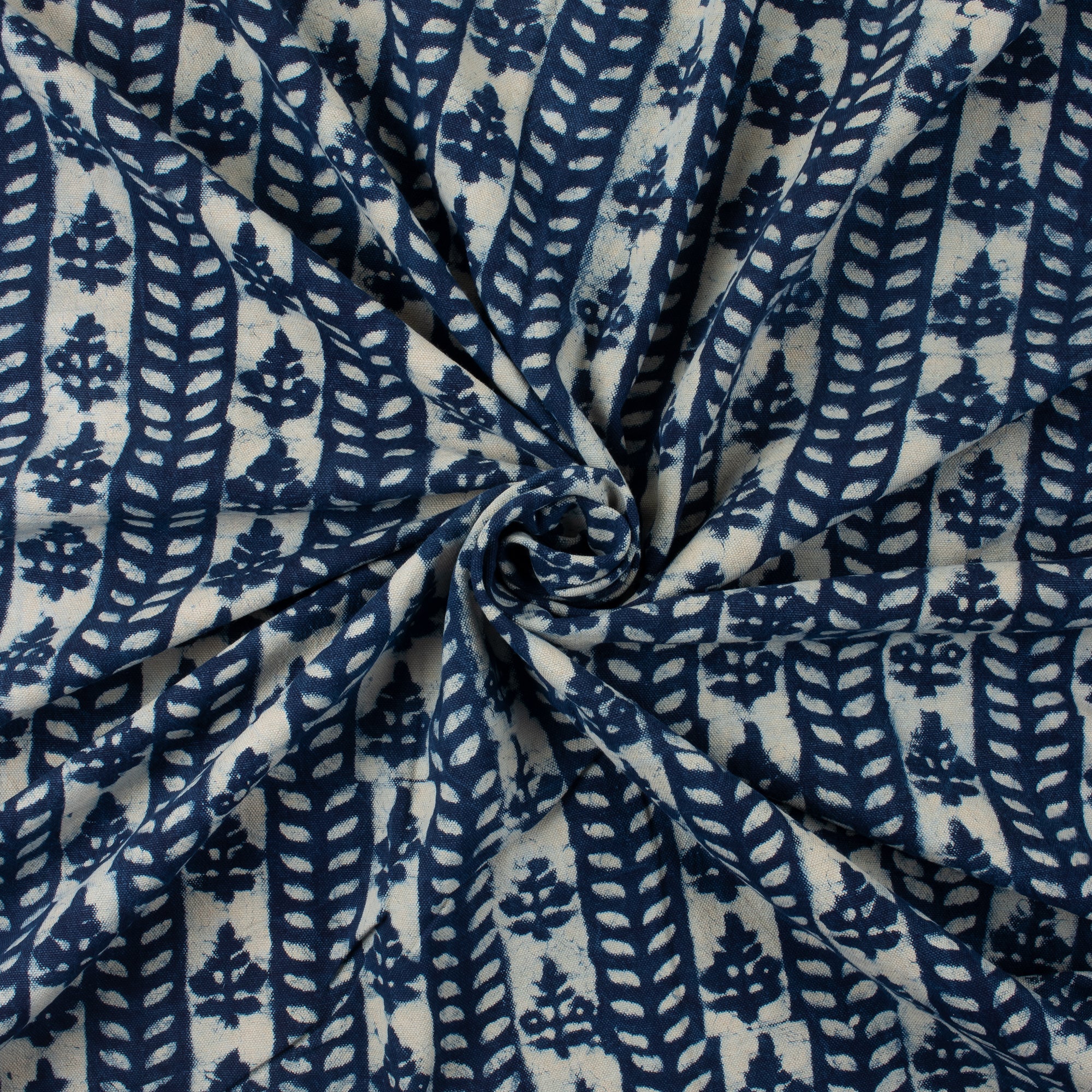 Handmade Block Printed Pure Cotton Leaf Pattern Fabric Cloth - Image 3