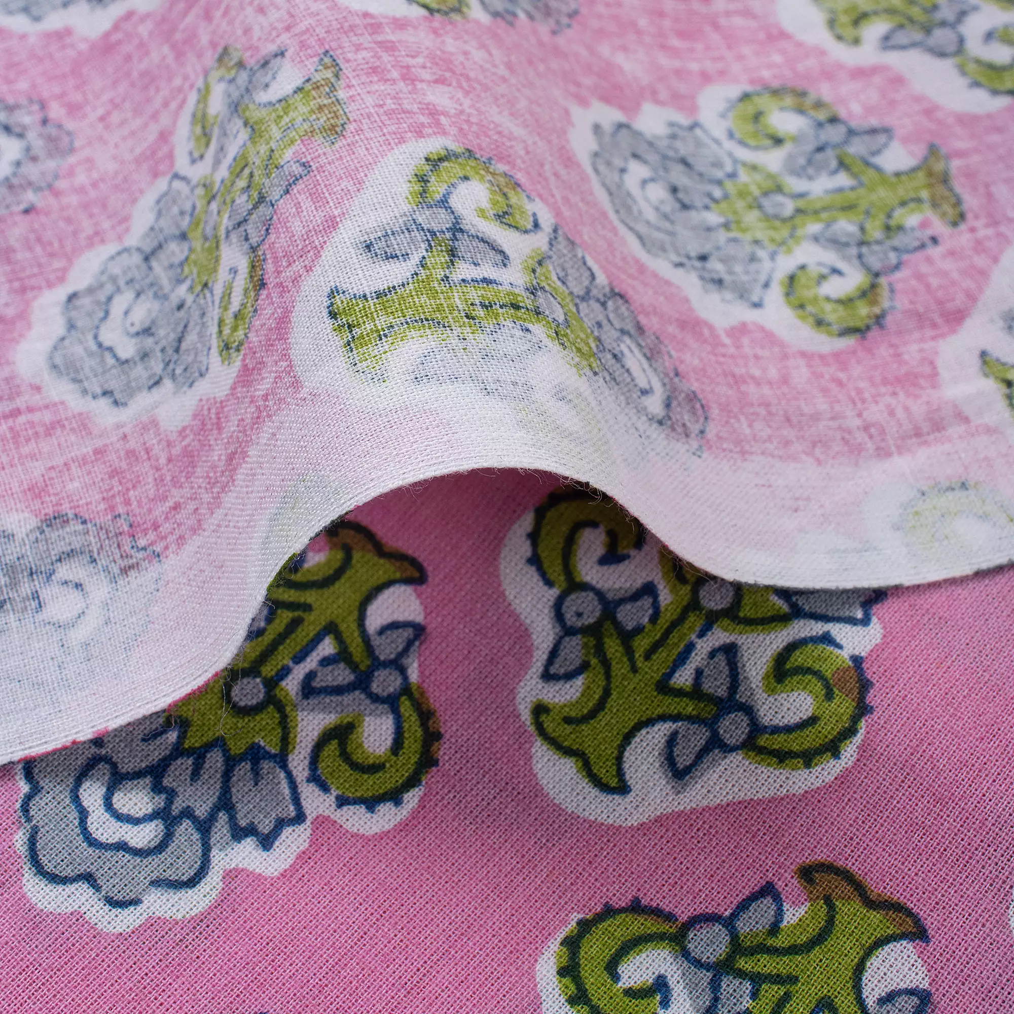 Hand Block Printed Organic Cotton Floral Fabric by Yard - Image 2