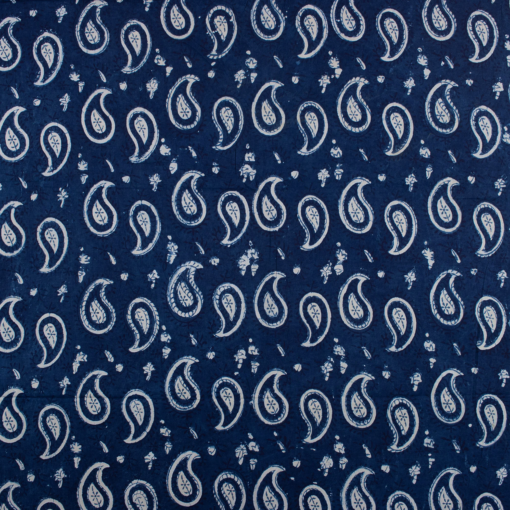 Hand Block Printed Paisley Cotton Fabric - Image 3