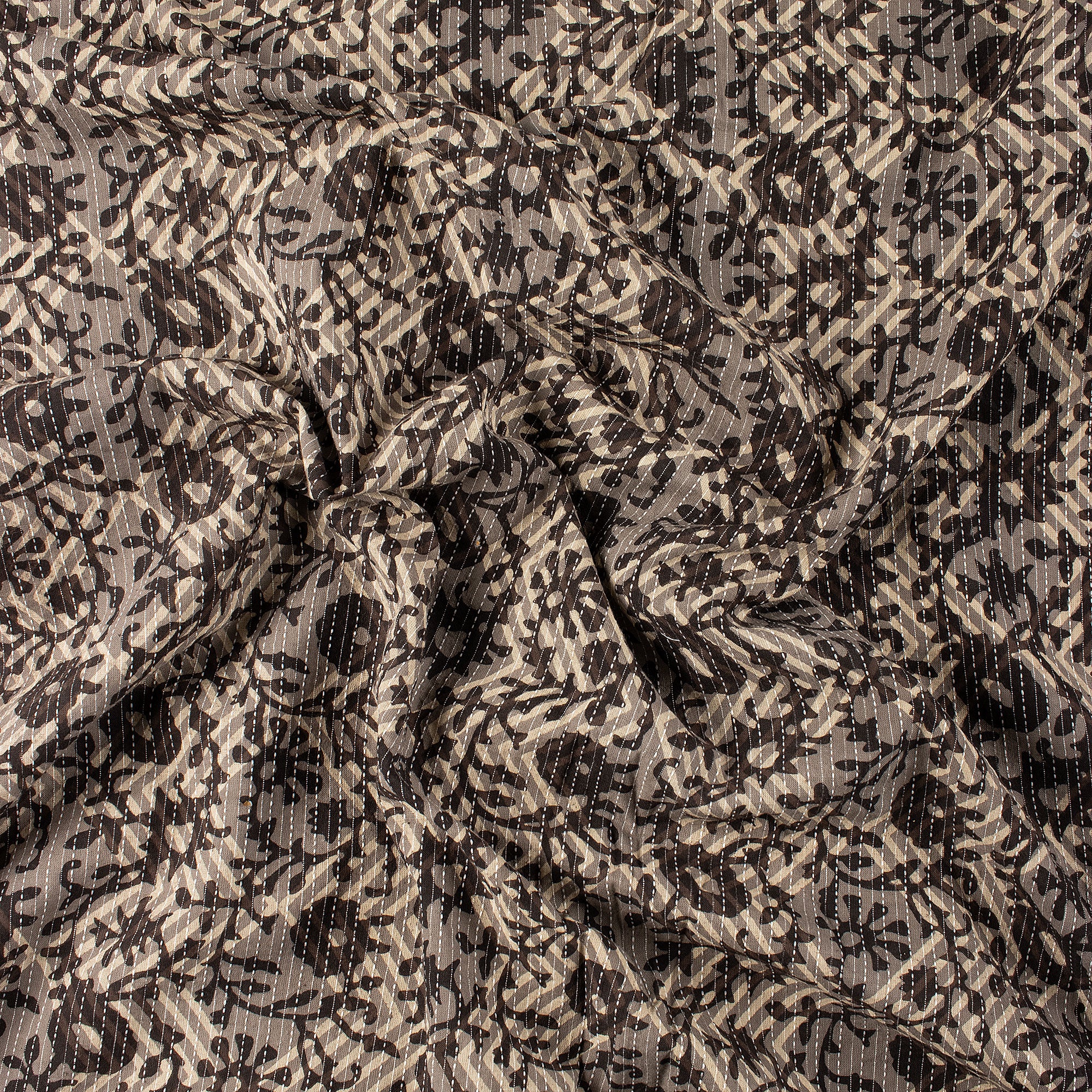 Hand Block Printed Pure Cotton Dabu Kantha Fabric - Image 5