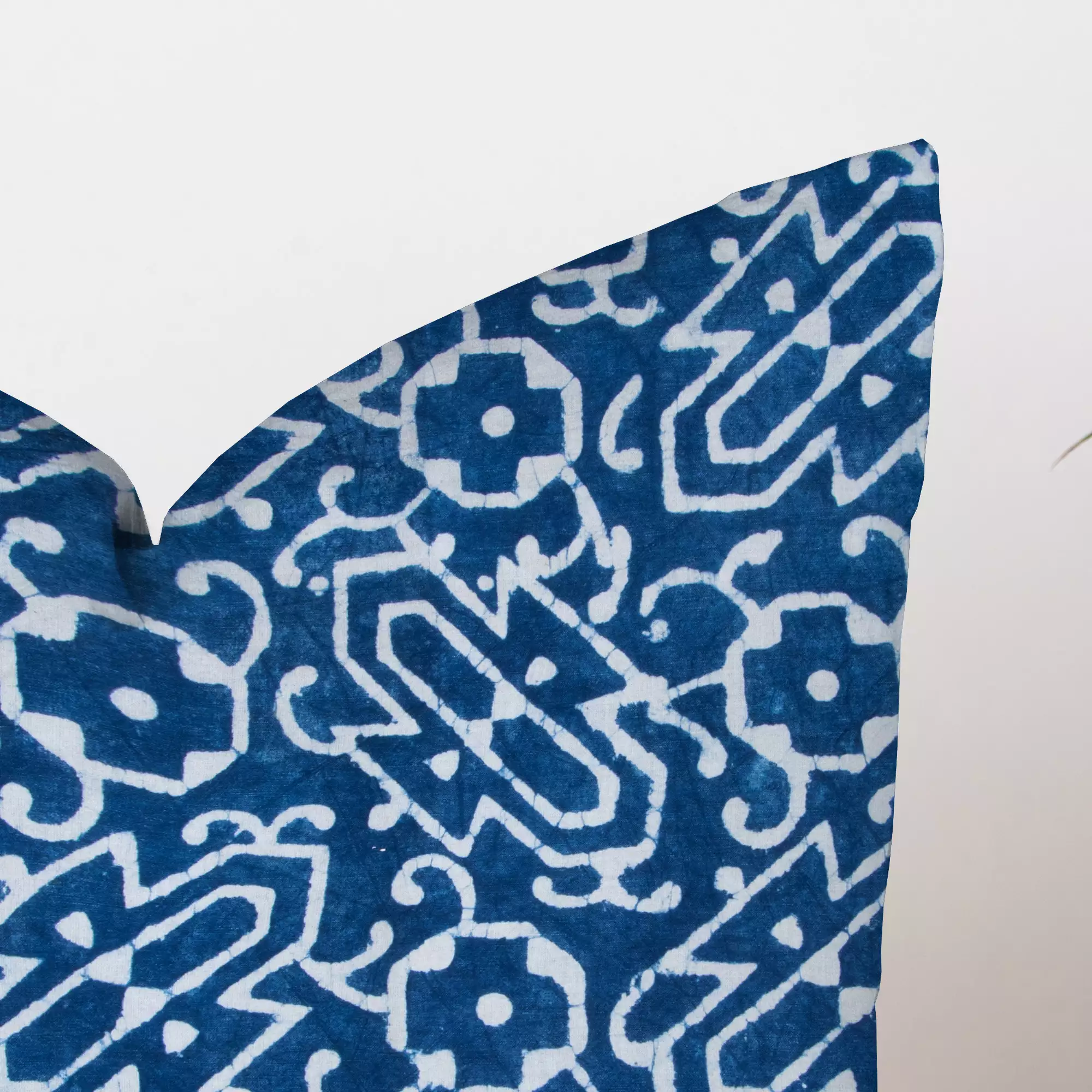 Hand Block Printed Pure Cotton Indigo Blue Cushion Cover - Image 4