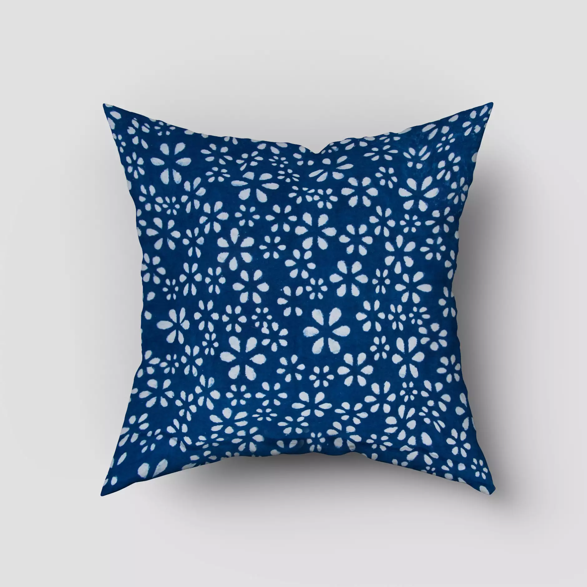 Hand Block Printed Pure Cotton Indigo Cushion Cover