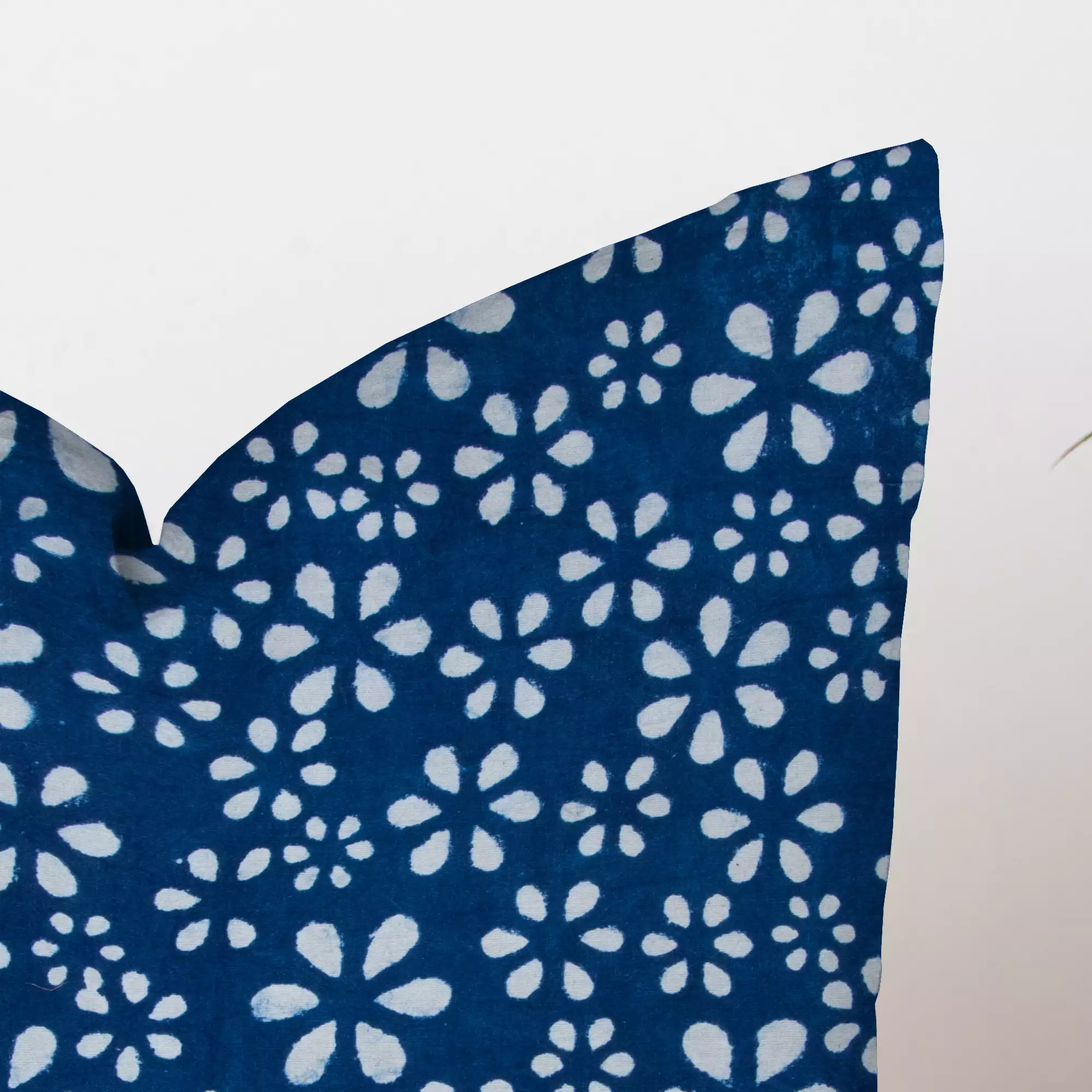 Hand Block Printed Pure Cotton Indigo Cushion Cover - Image 4