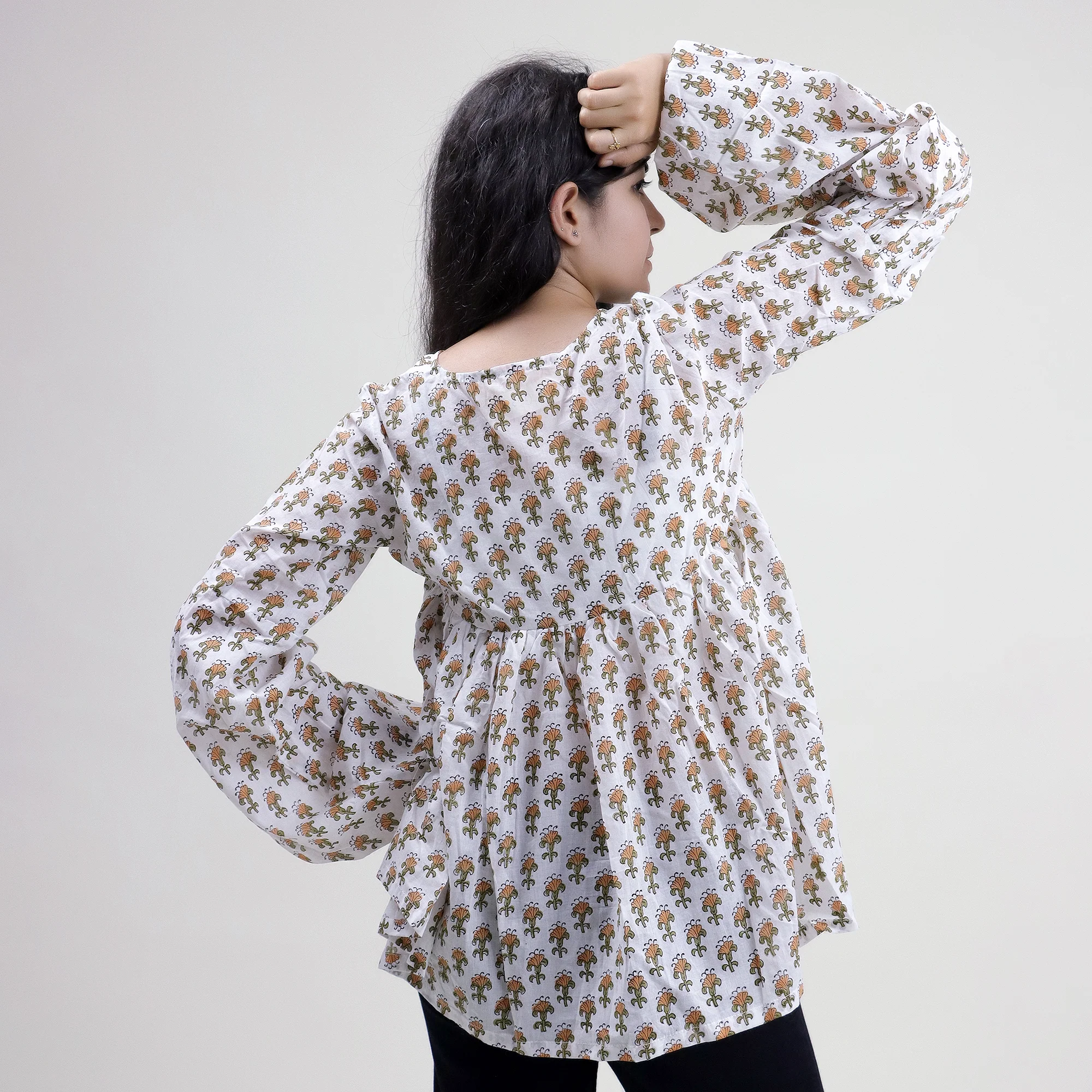 Hand Block Printed V Neck Short Tops - Image 6