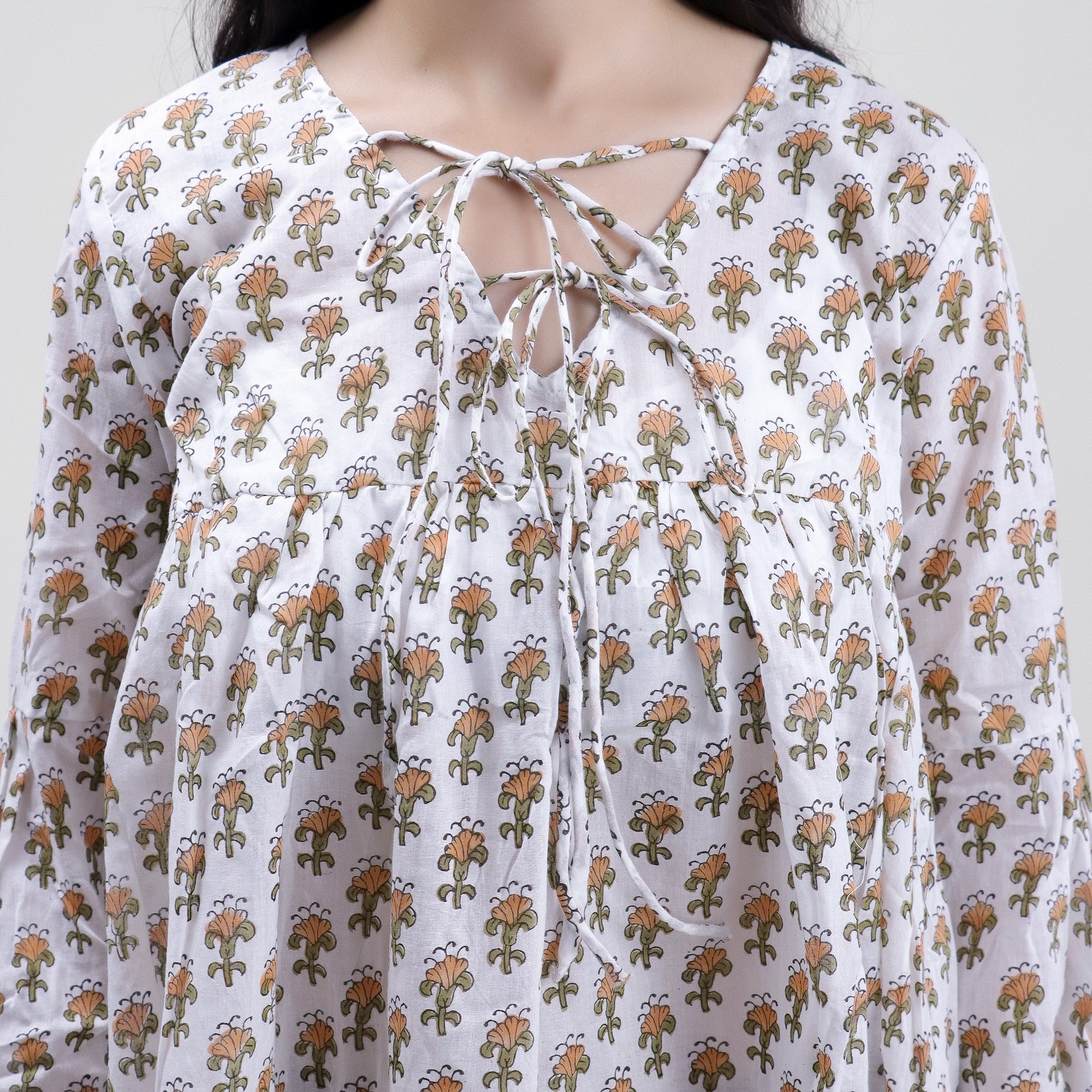 Hand Block Printed V Neck Short Tops - Image 8