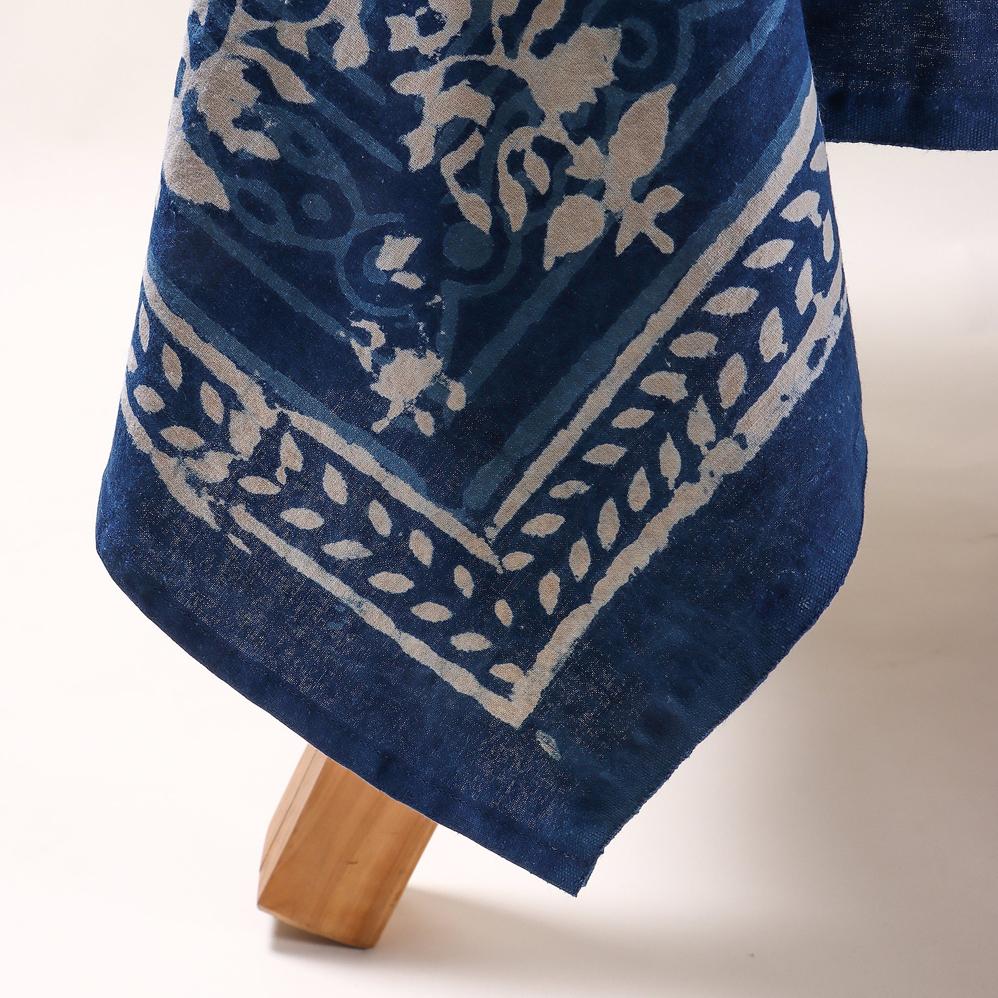 Hand Block Prited Indigo Cotton Dining Table Cloth - Image 3