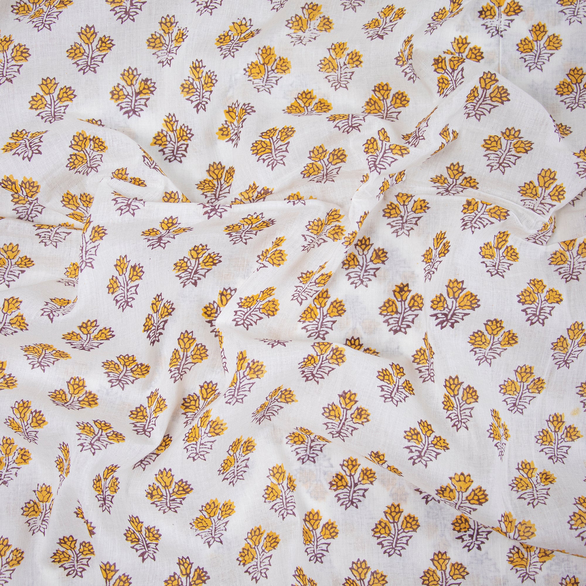 Hand Block Floral Indian Printed Running Fabric Cloth