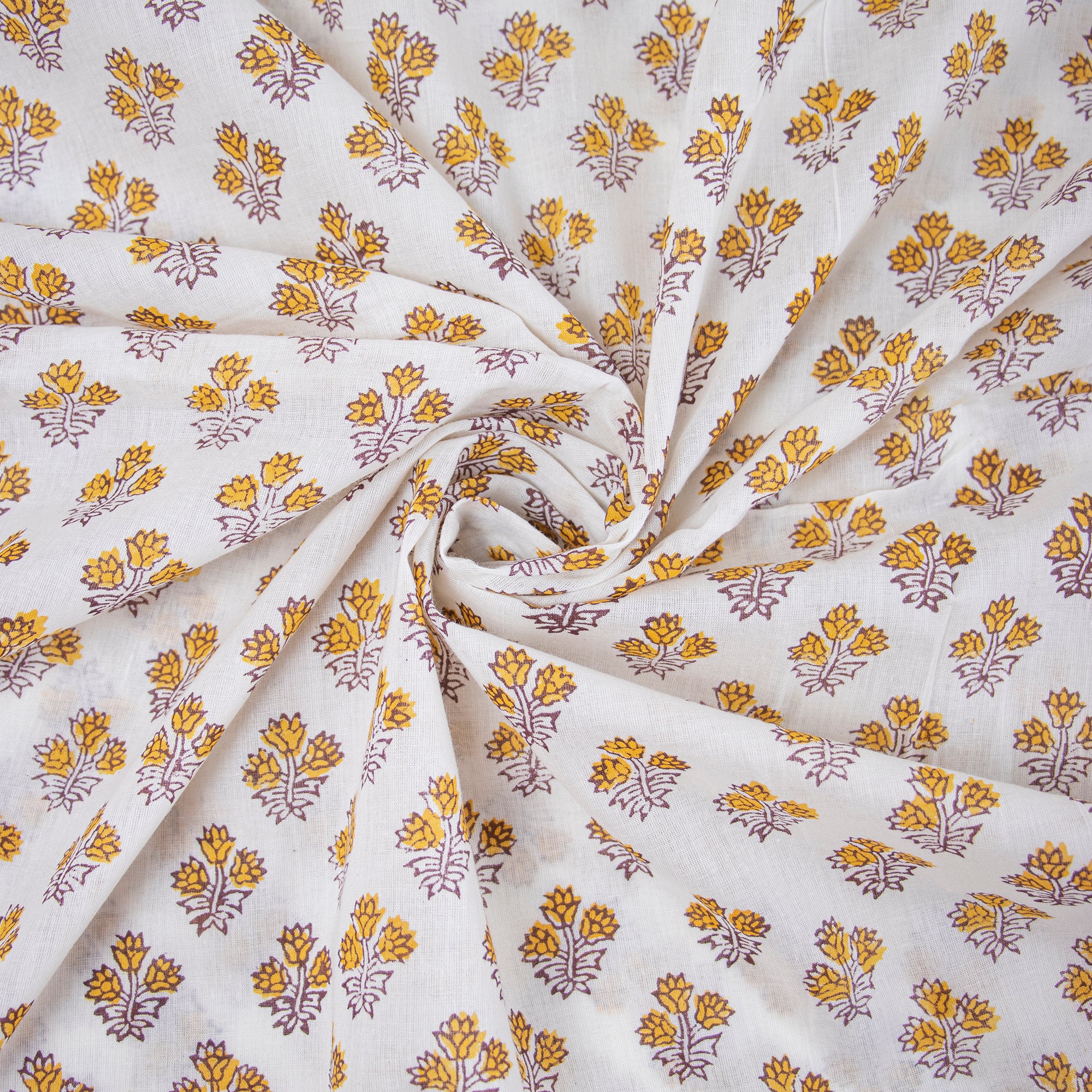 Hand Block Floral Indian Printed Running Fabric Cloth - Image 3