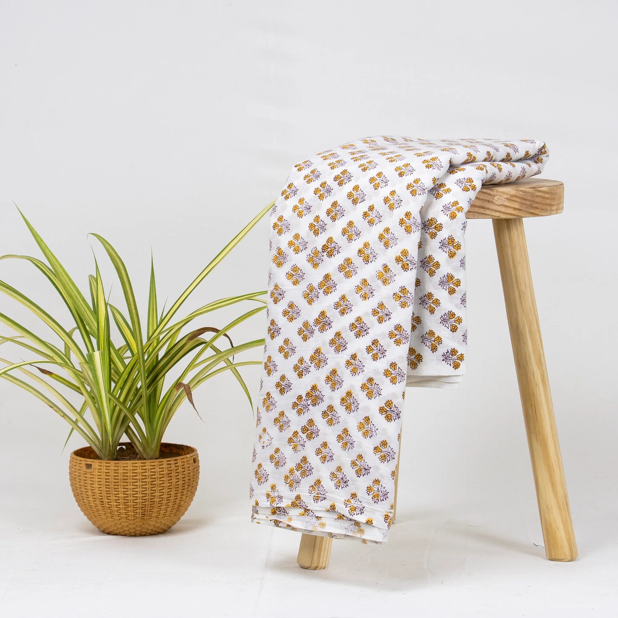 Hand Block Floral Indian Printed Running Fabric Cloth - Image 4