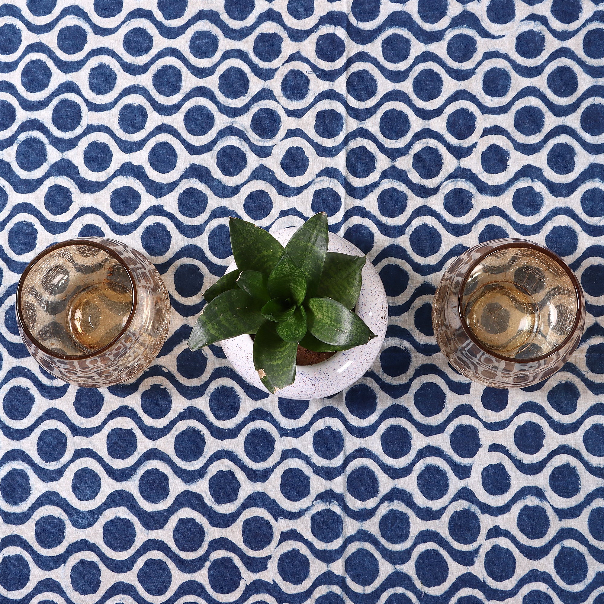 Premium Indigo Hand Block Printed Dining Table Cloth - Image 2