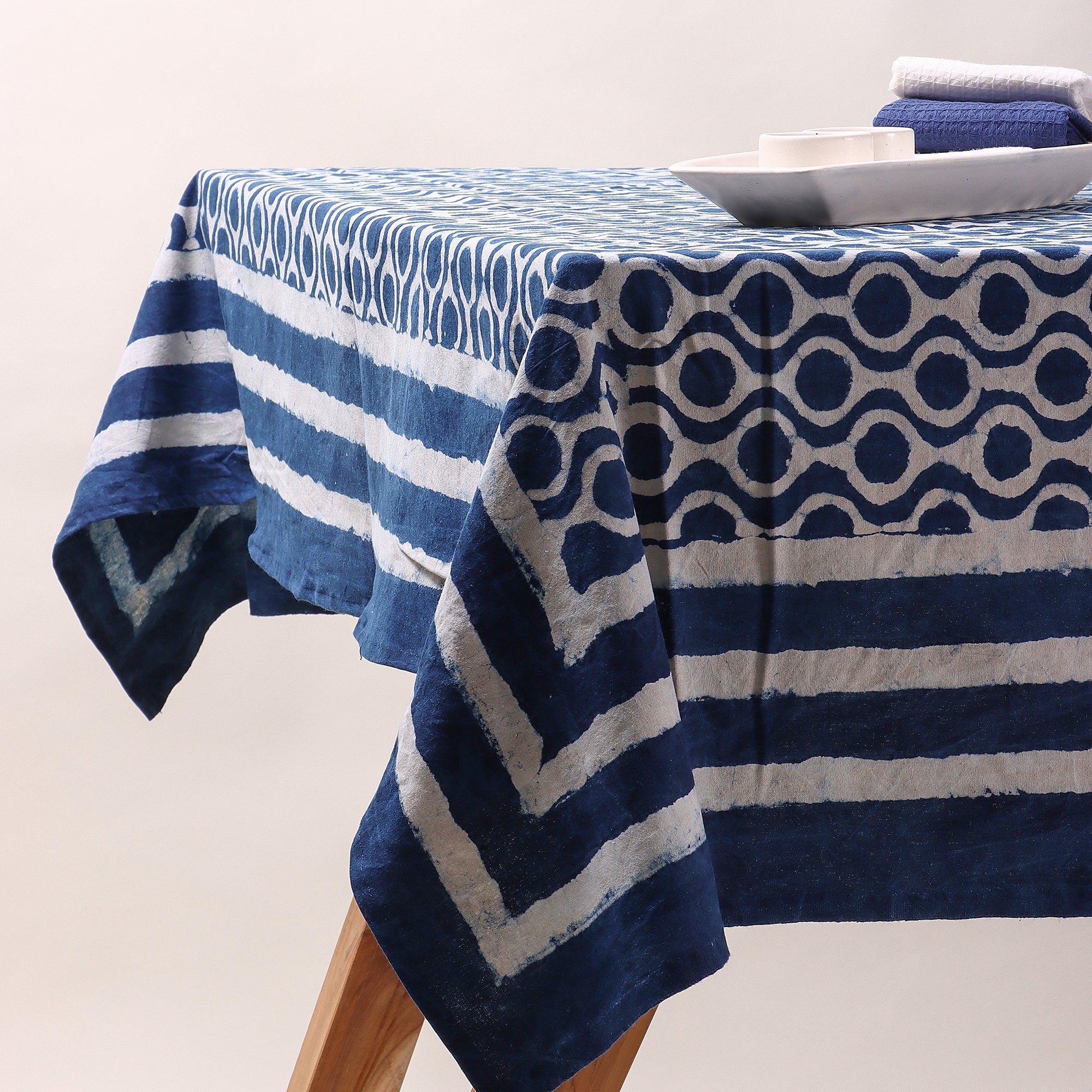 Premium Indigo Hand Block Printed Dining Table Cloth - Image 4