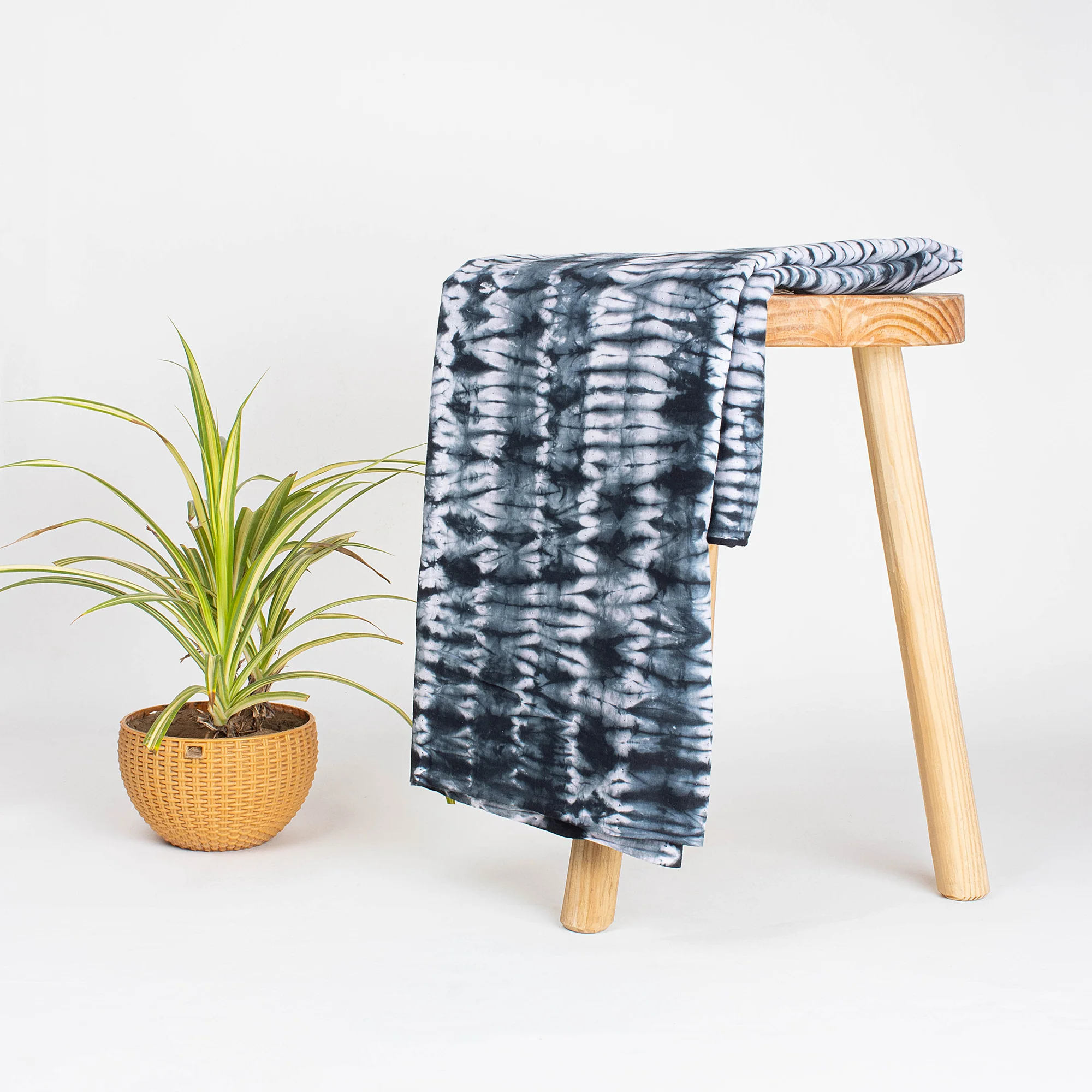 Hand Dyed Black Tie Dye Cotton Fabric - Indian Napkin Fabric - Image 6