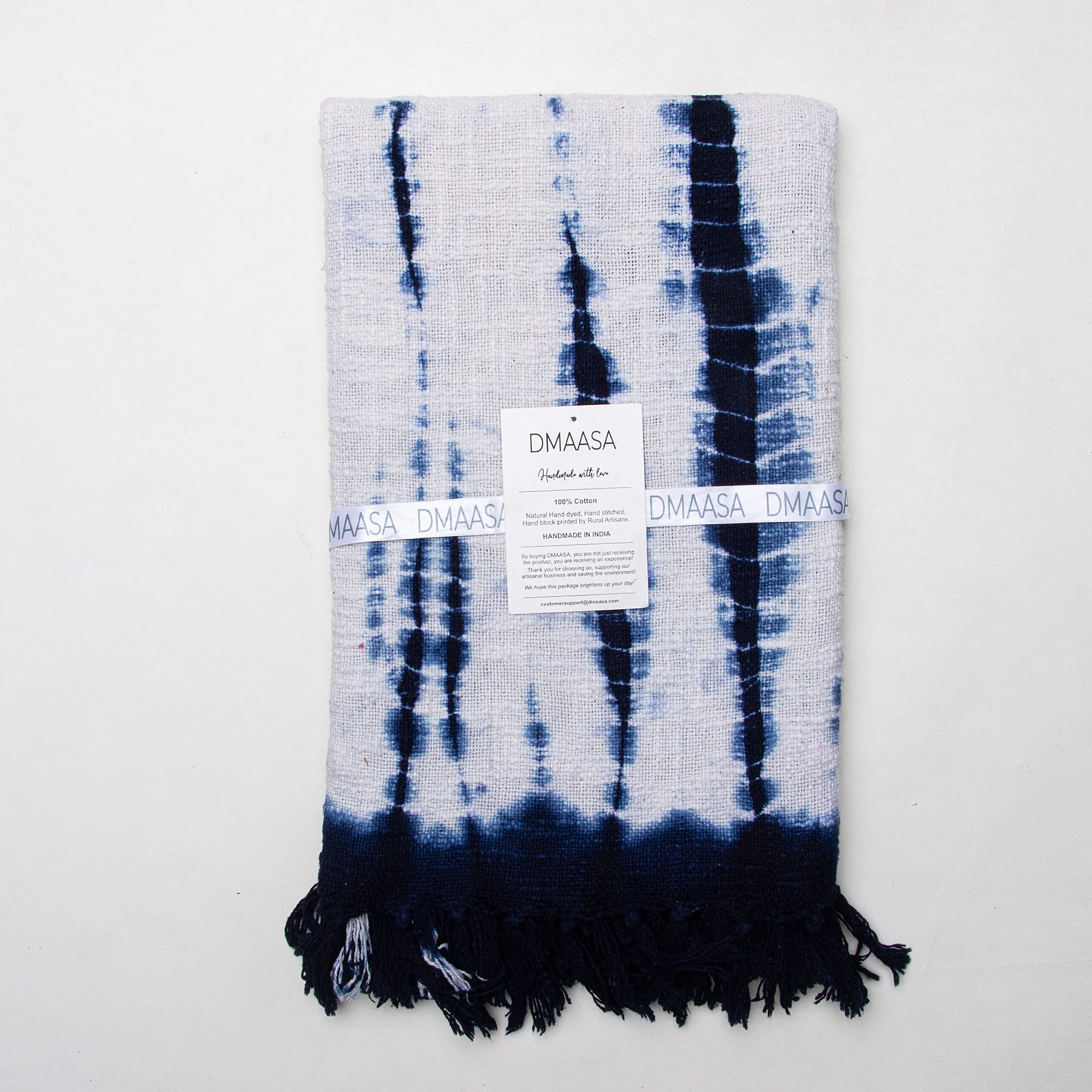 Hand Dyed Blue Tie Dye Cotton Throw Blanket - Image 5