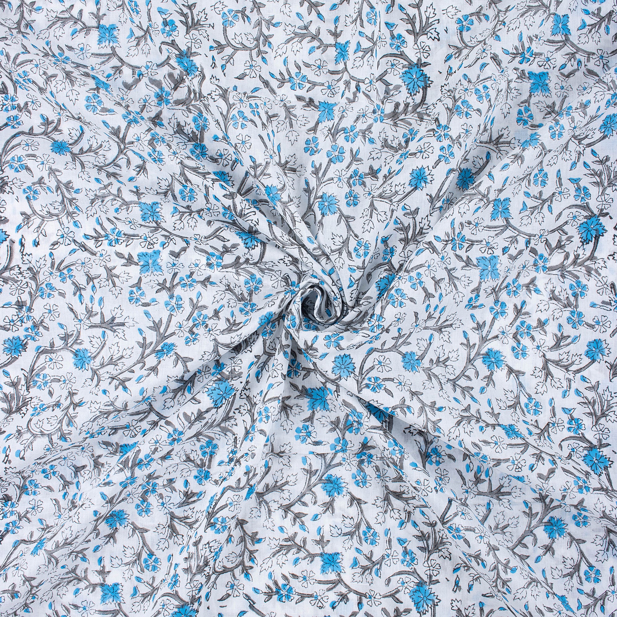 Classic Indian Hand Block Floral Pure Cotton Textile Fabric - Image 4