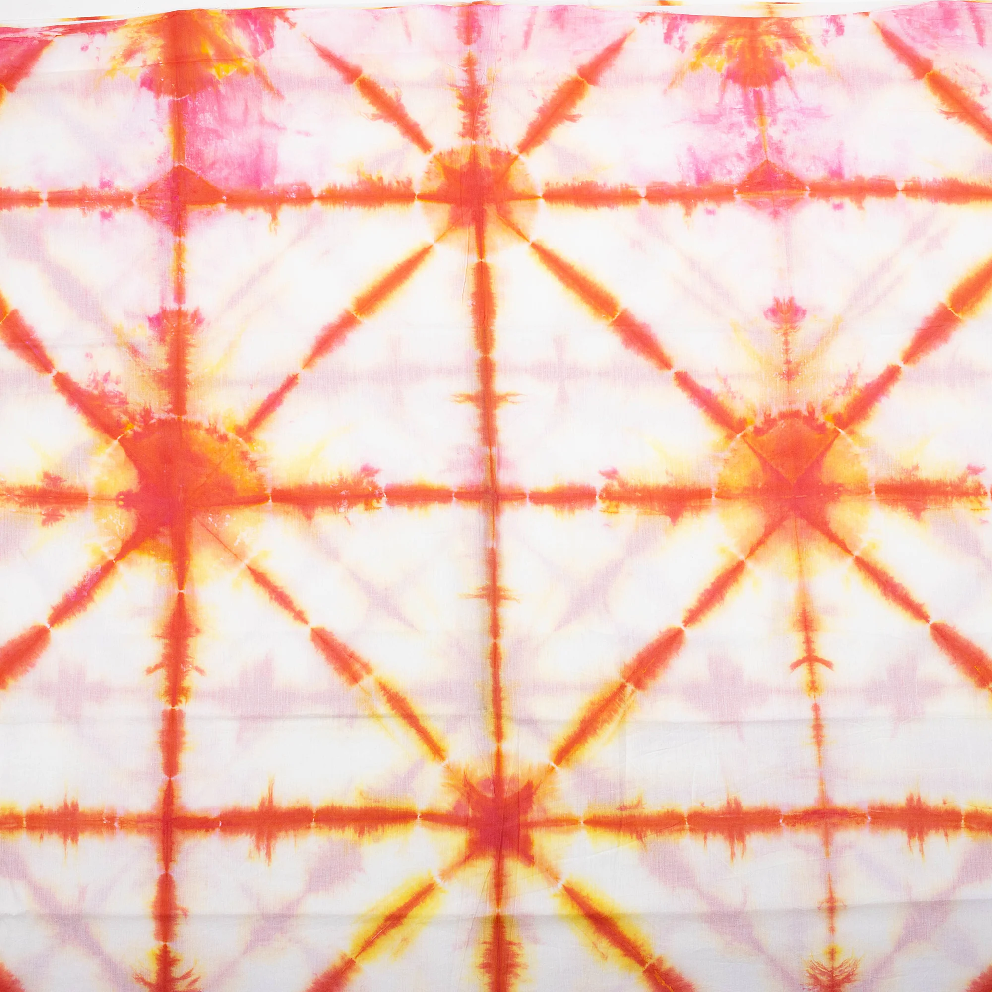Hand Dyed Orange Tie Dye Shibori Fabric - Image 2