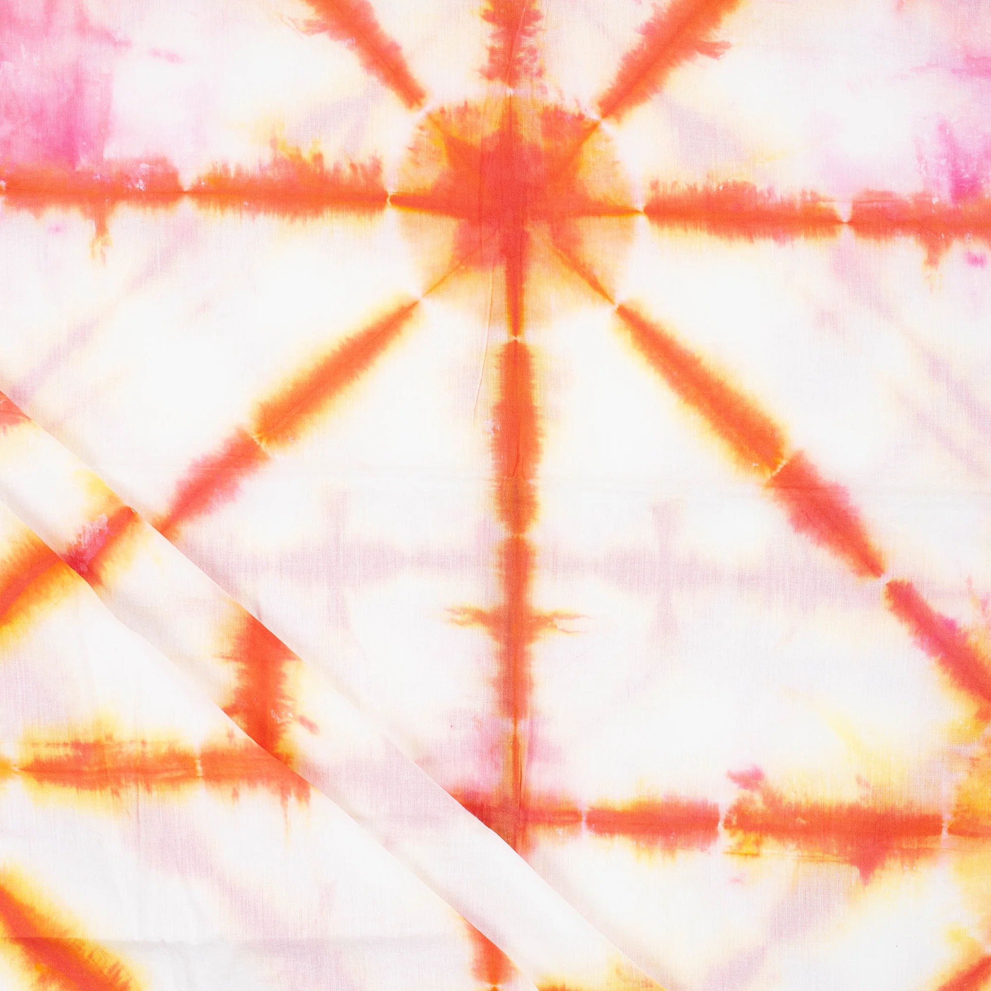 Hand Dyed Orange Tie Dye Shibori Fabric - Image 4