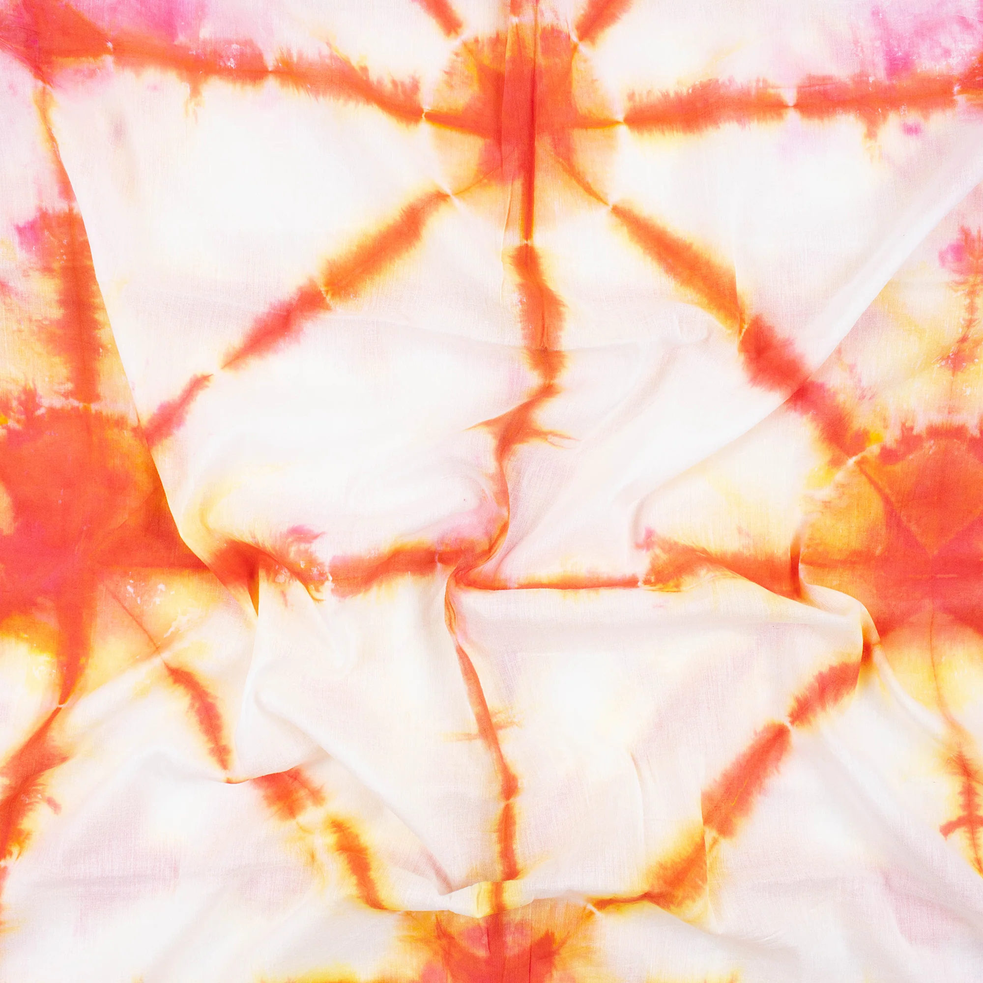 Hand Dyed Orange Tie Dye Shibori Fabric - Image 6