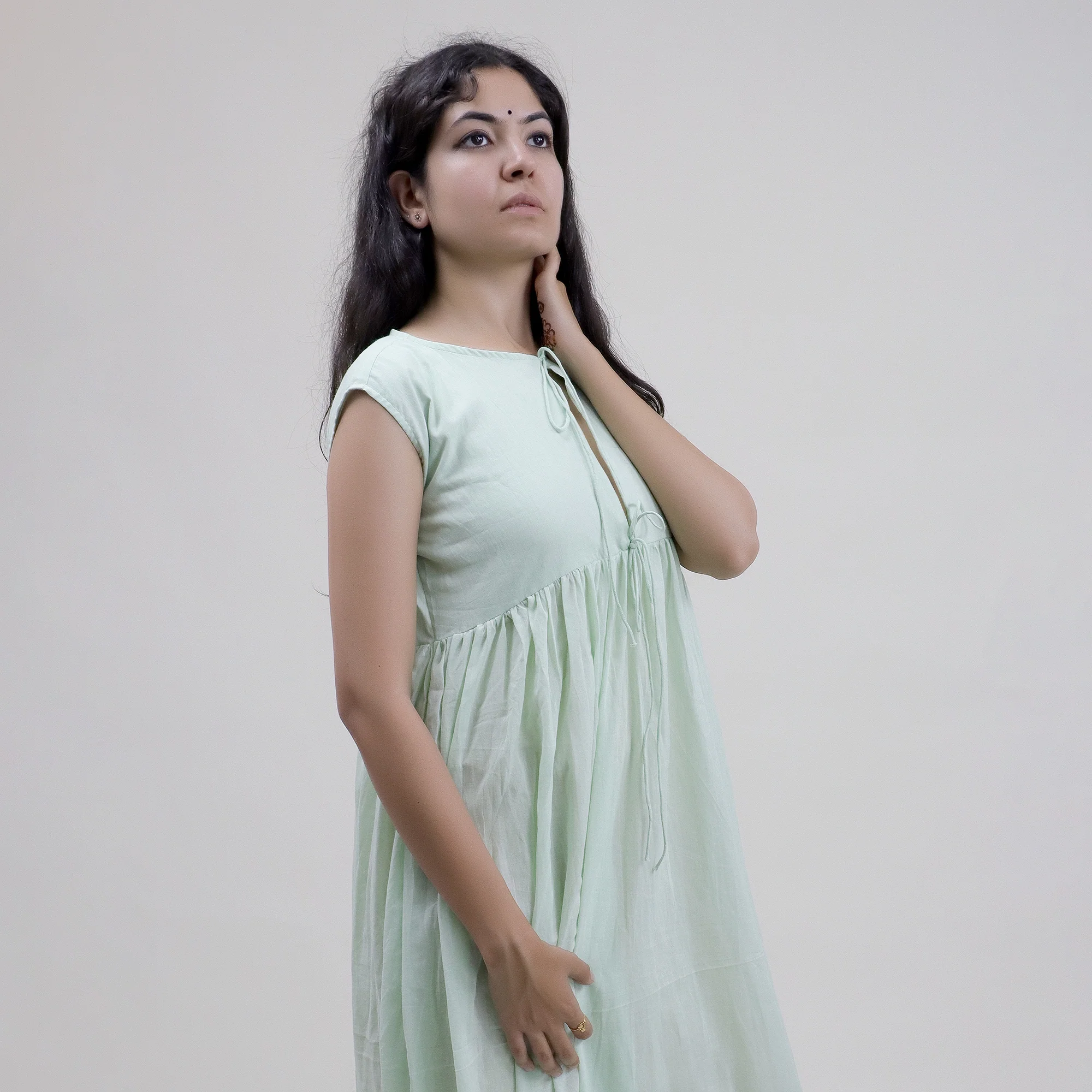 Solid Cotton Women's Midi Dress - Image 4