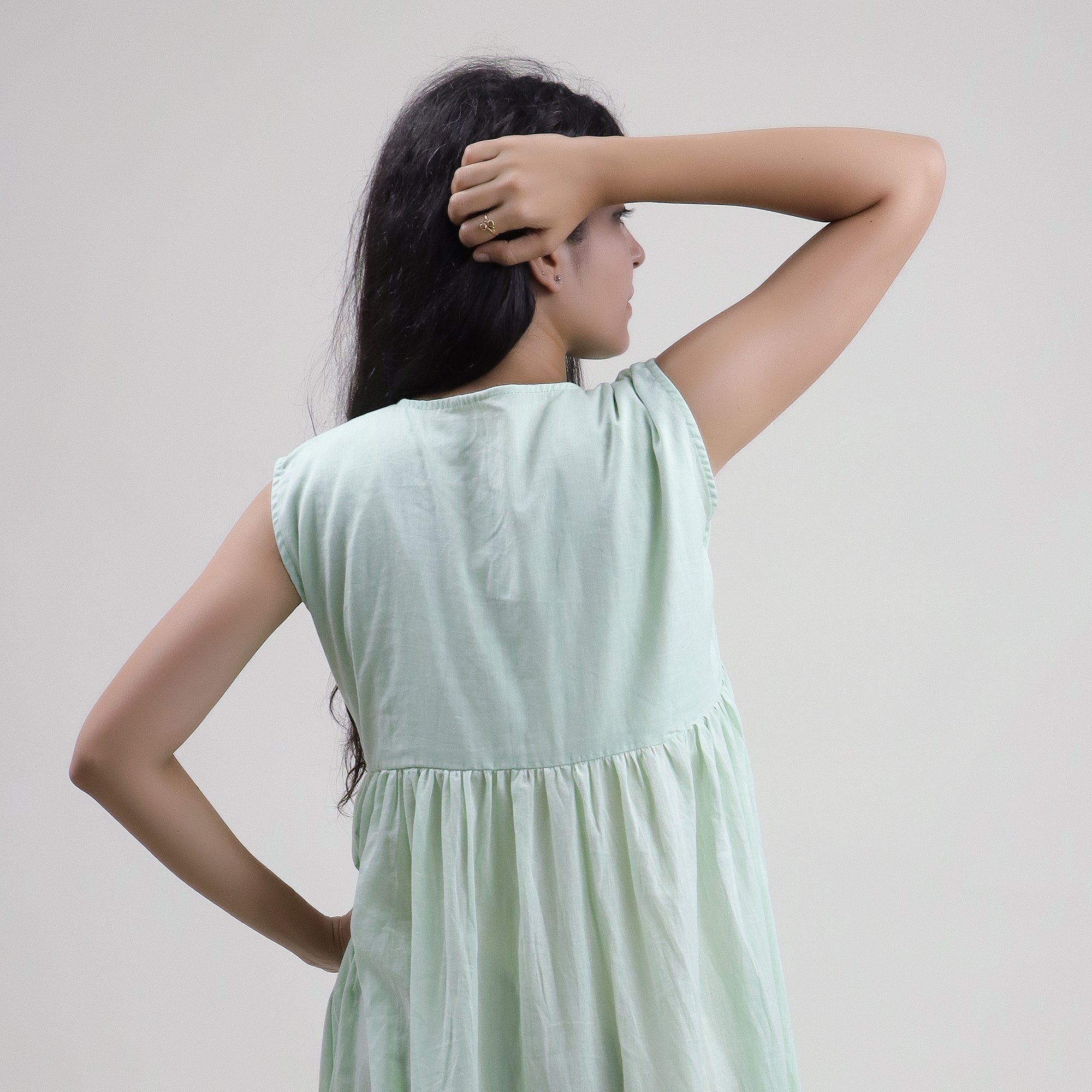 Solid Cotton Women's Midi Dress - Image 5