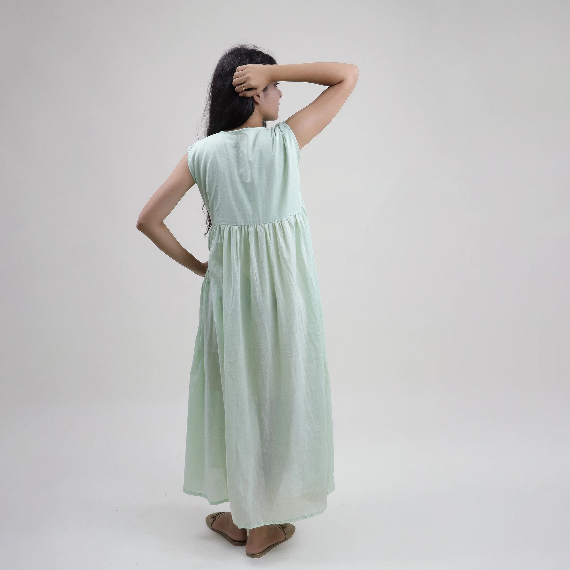 Solid Cotton Women's Midi Dress - Image 6