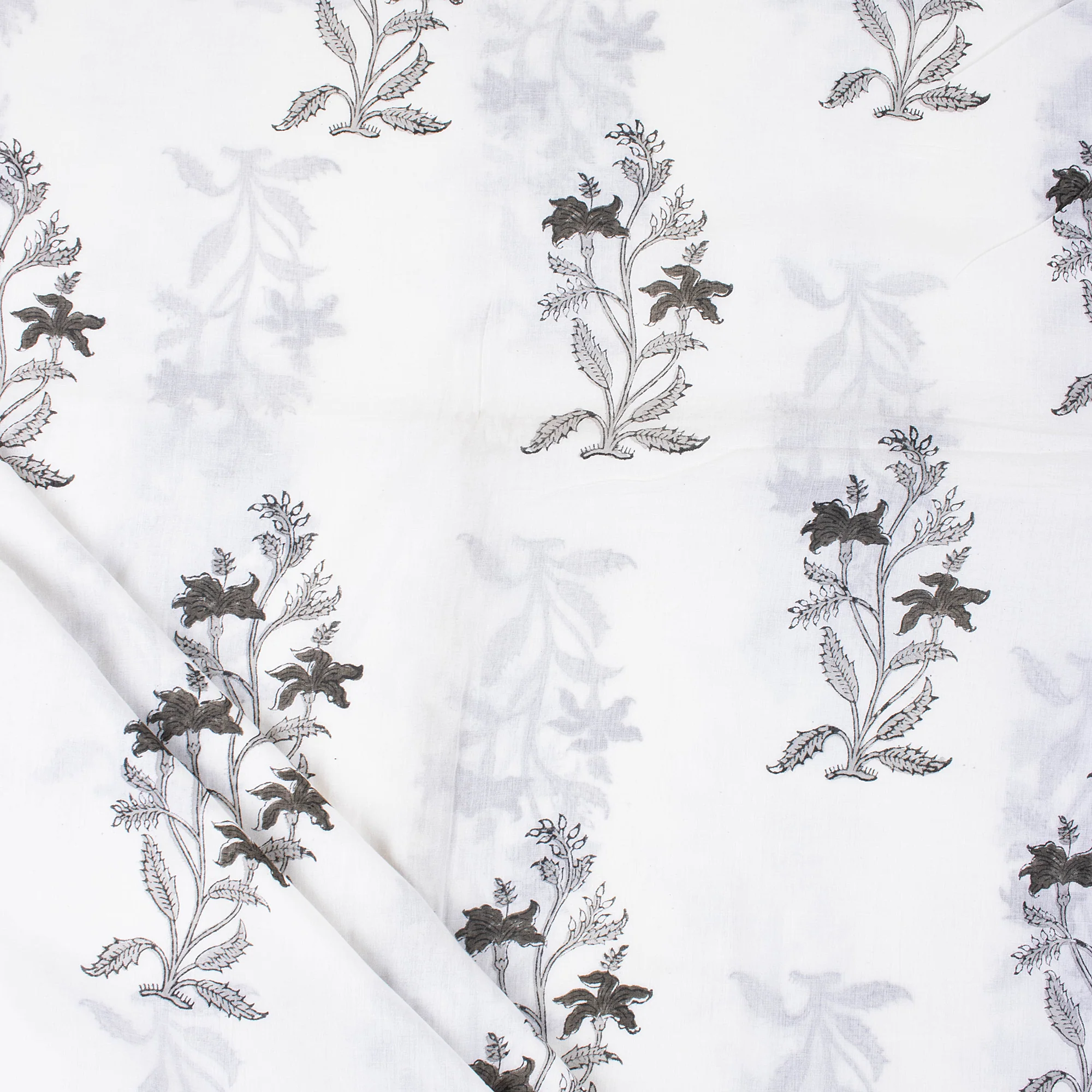 Handprinted Floral Cotton Indian Fabric