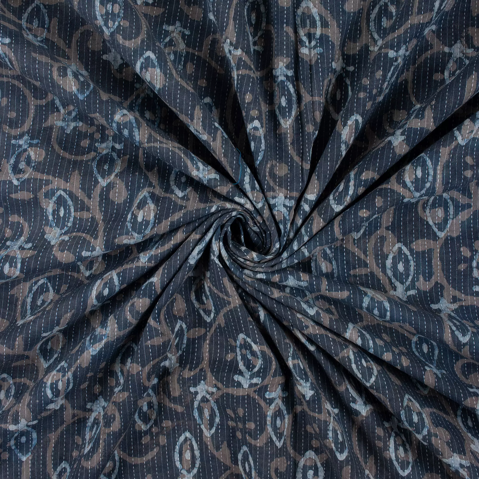 Hand Printed Cotton Kantha Fabric by the Yard - Image 4