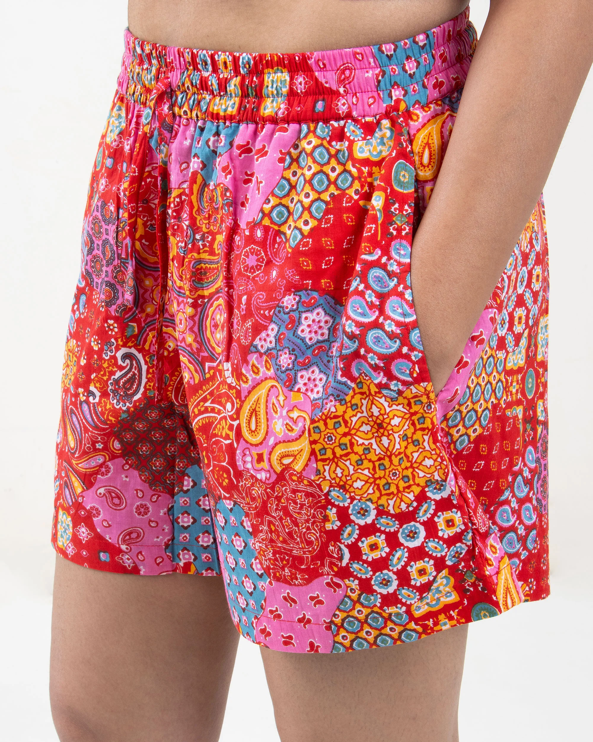 Multicolor Hand Printed Cotton Women's Co-Ord Set - Image 4
