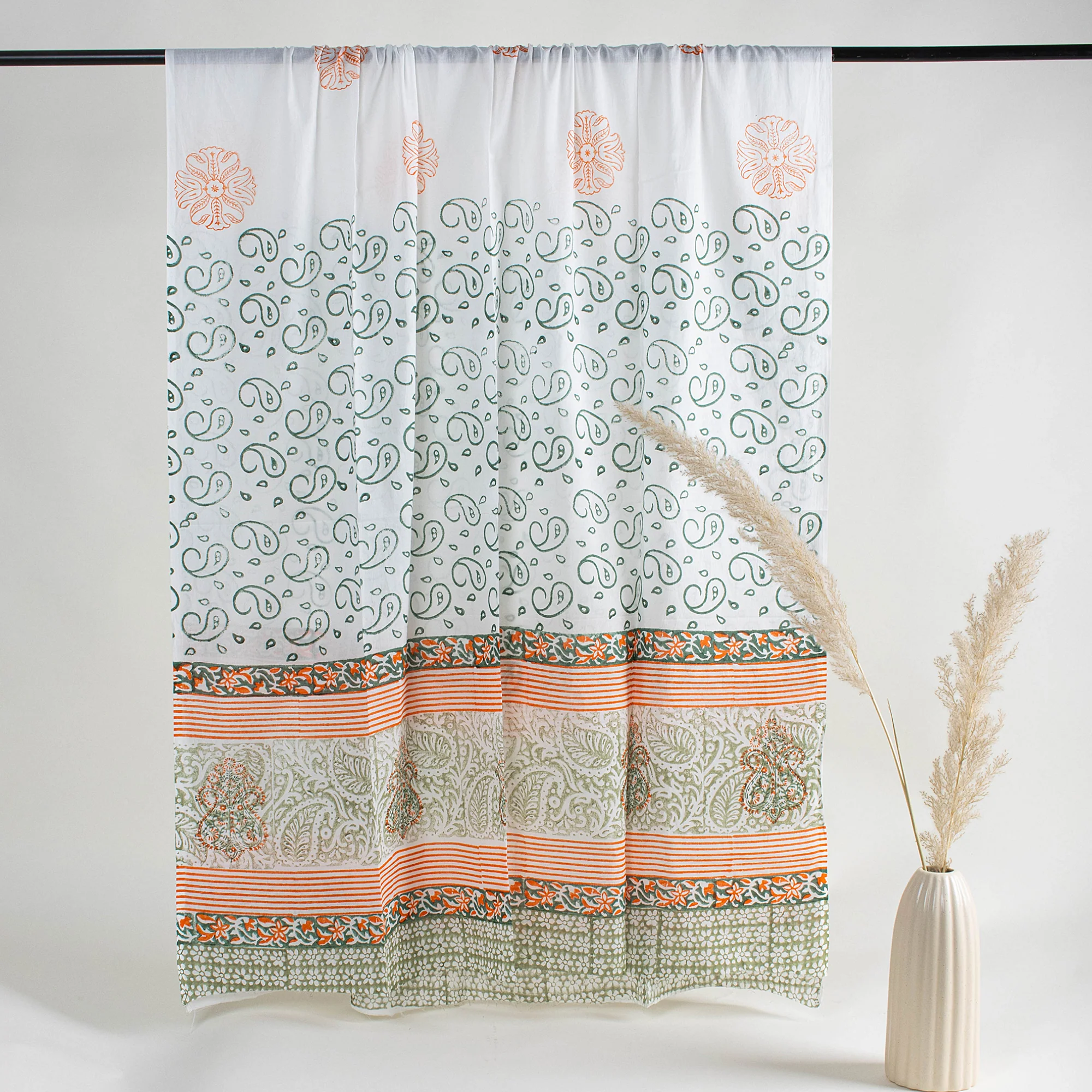 Handmade Printed Unstitched Suit Set Women Dress Cotton Dupatta - Image 3