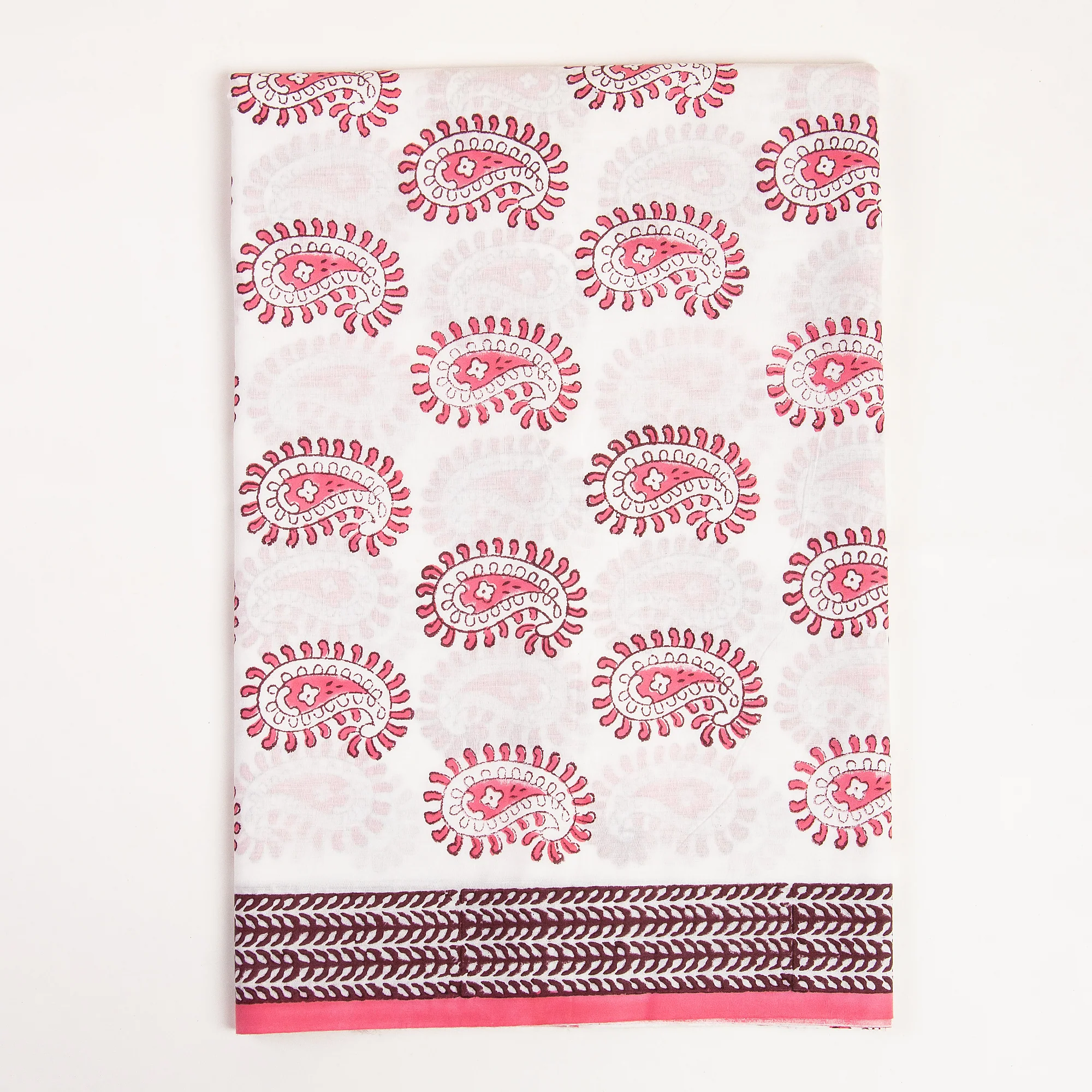 Blush Paisley Hand Block Printed Unstitched Salwar Suit with Dupatta - Image 4
