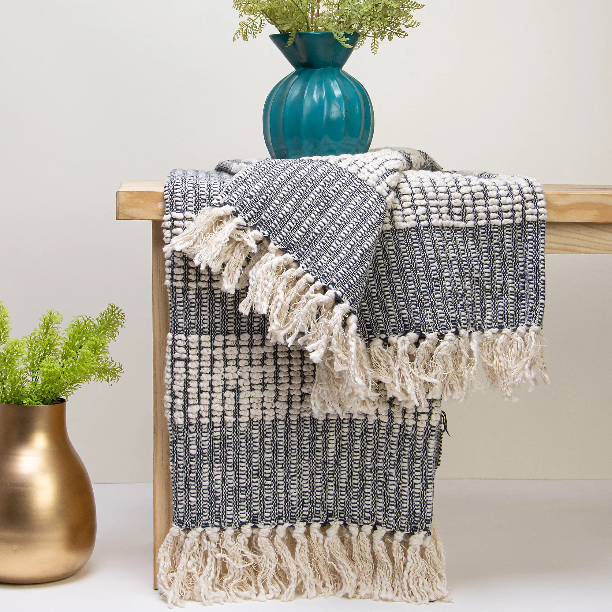 Pure Cotton Woven Throw Blanket for Home Decor - Image 7