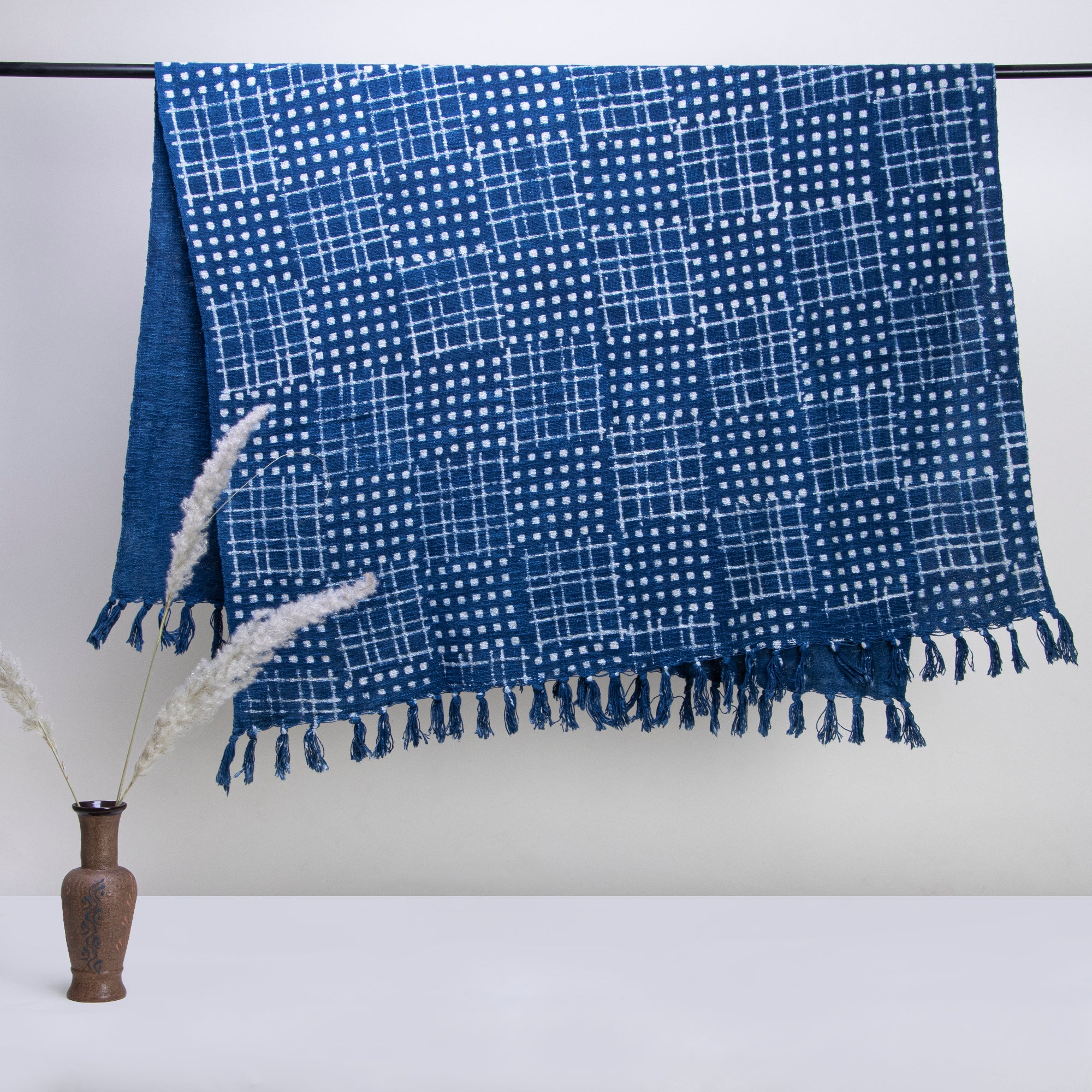 Organic Indigo Hand Block Printed Indian Throw Blanket - Image 4