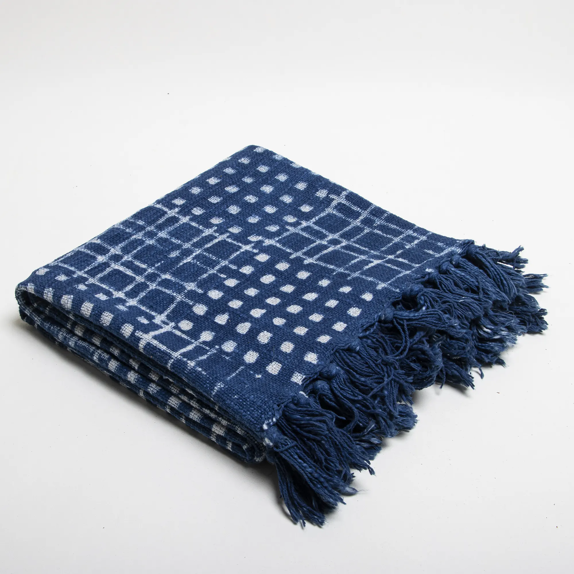 Organic Indigo Hand Block Printed Indian Throw Blanket - Image 6