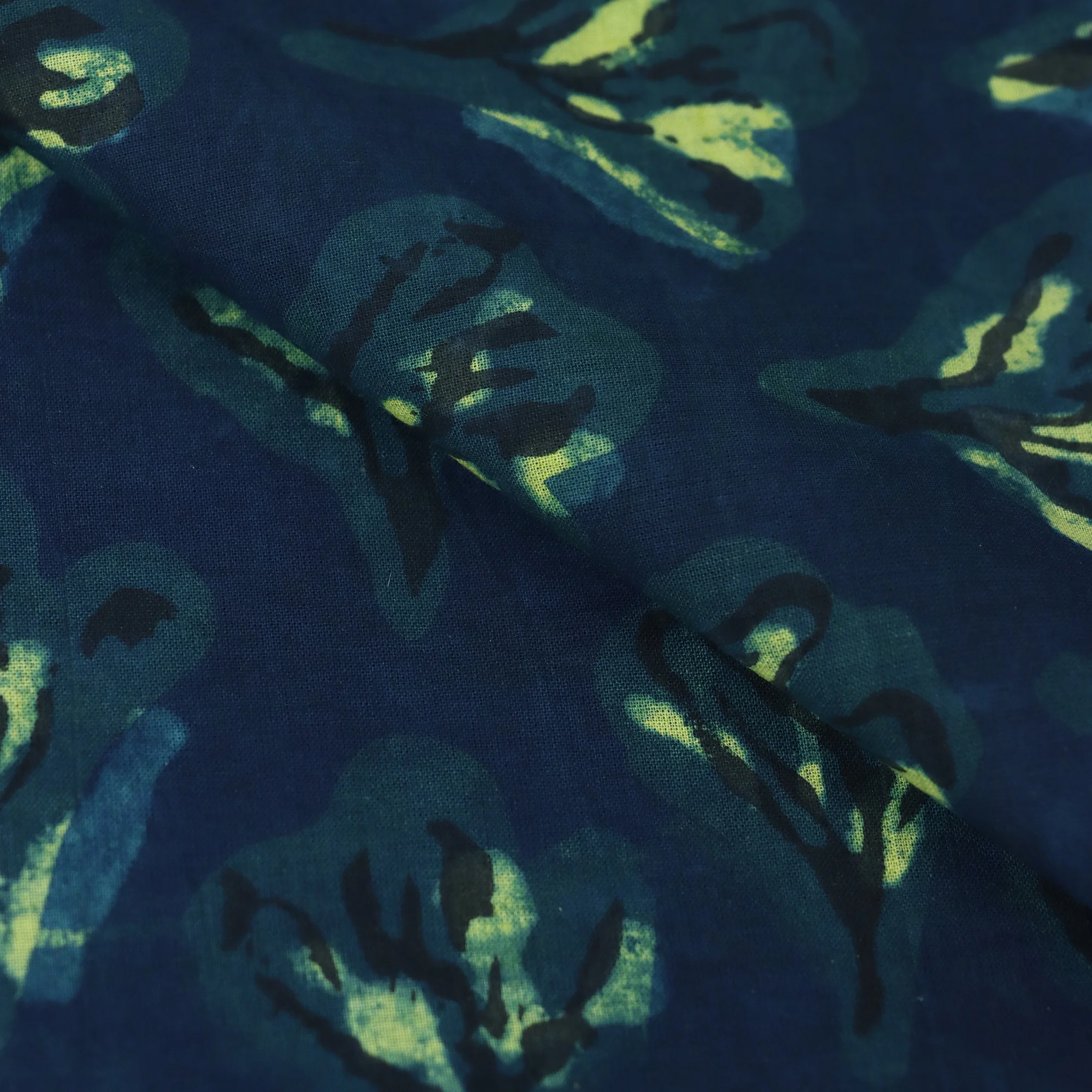 Handmade Floral Cotton Dabu Fabric - Image 3