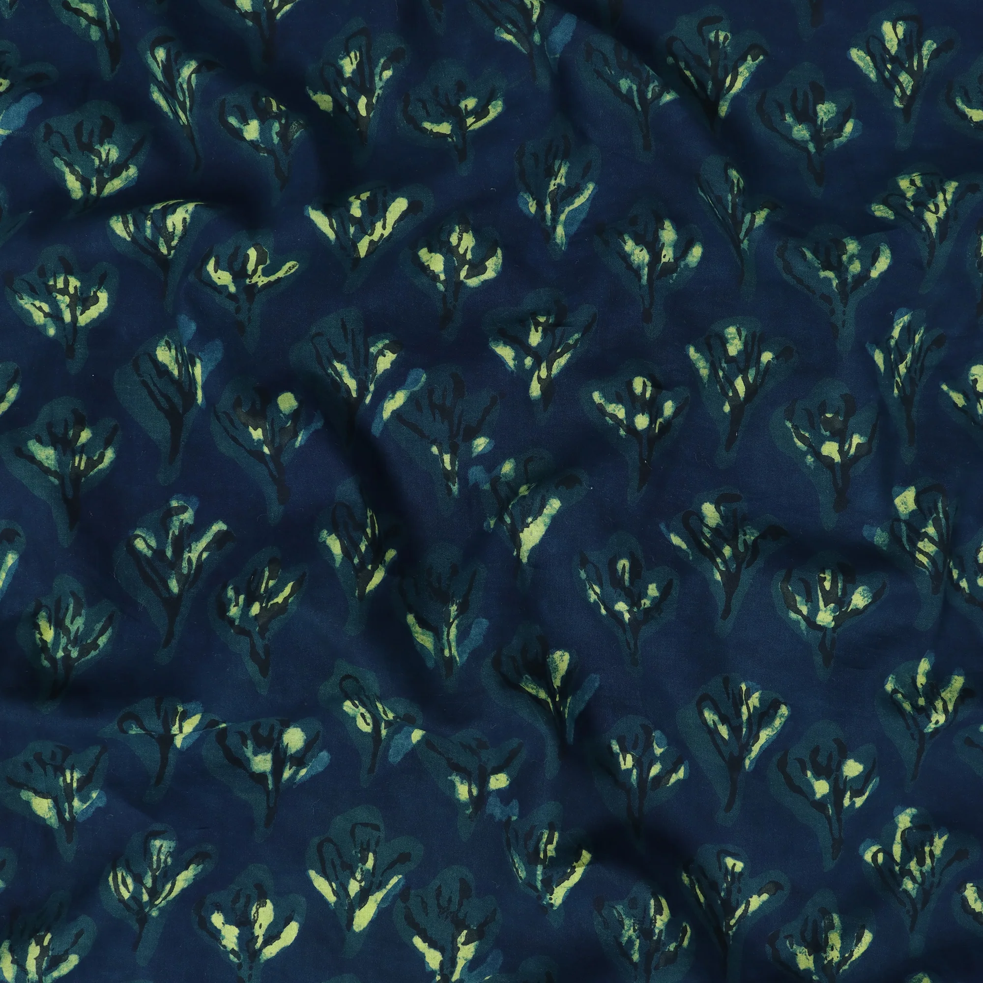 Handmade Floral Cotton Dabu Fabric - Image 4