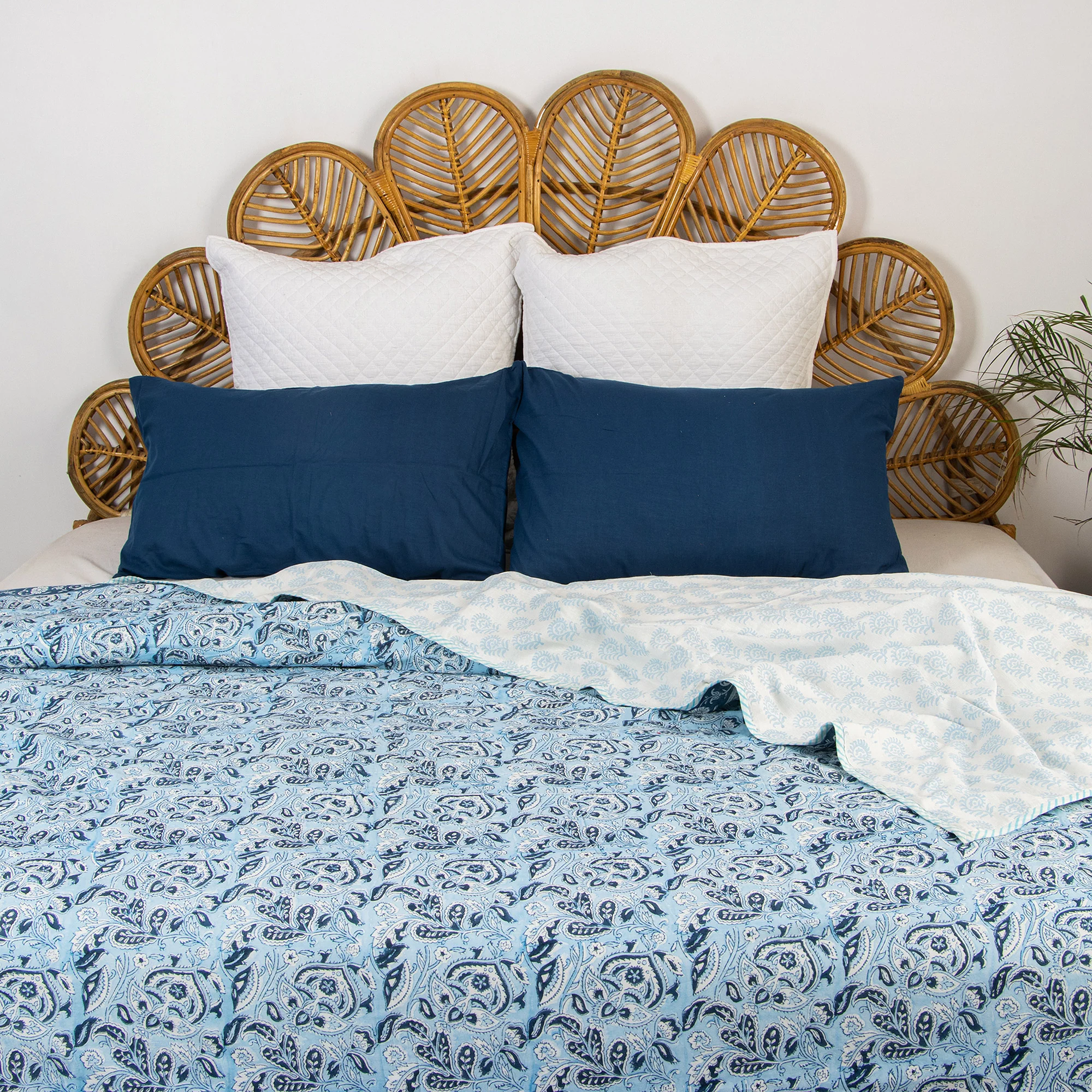 Reversible Handmade Floral Dohar AC Blanket - Image 3