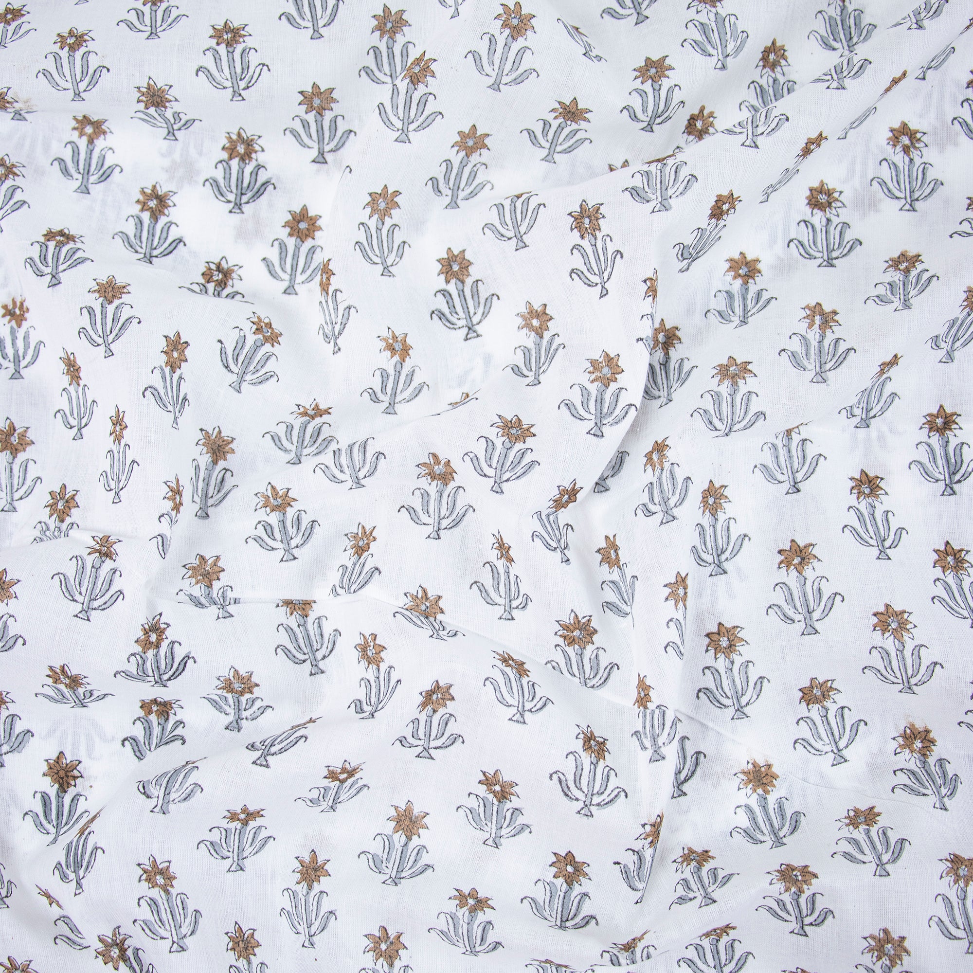 Block Printed Pure Cotton Floral Indian Cotton Fabric for Dress Making
