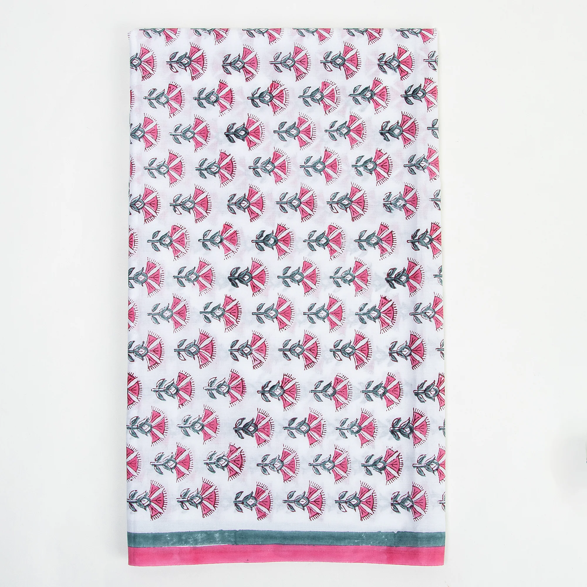 Handmade Traditional Woman Unstitched Suit Set Floral Printed Cotton Dupatta - Image 3