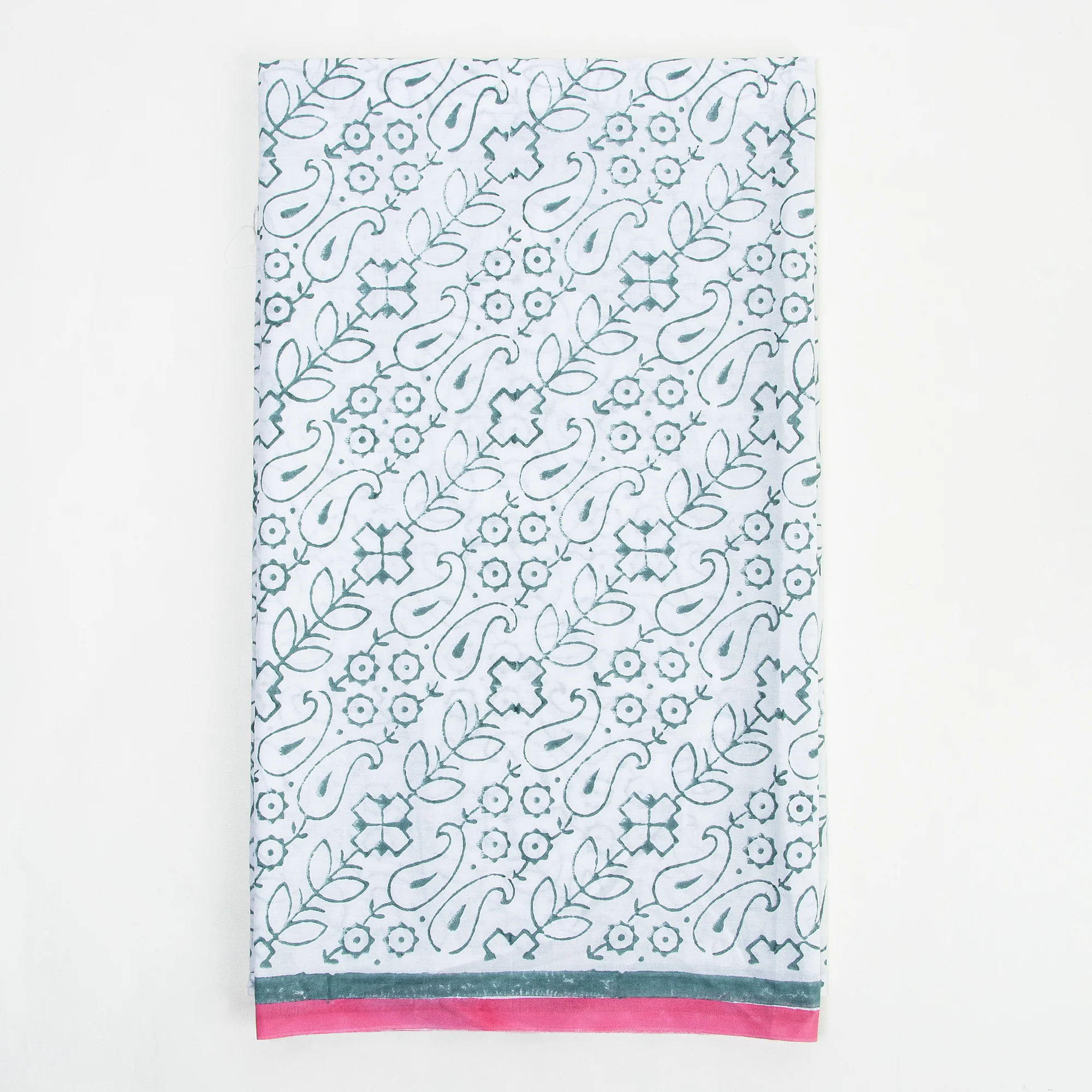 Handmade Traditional Woman Unstitched Suit Set Floral Printed Cotton Dupatta - Image 5