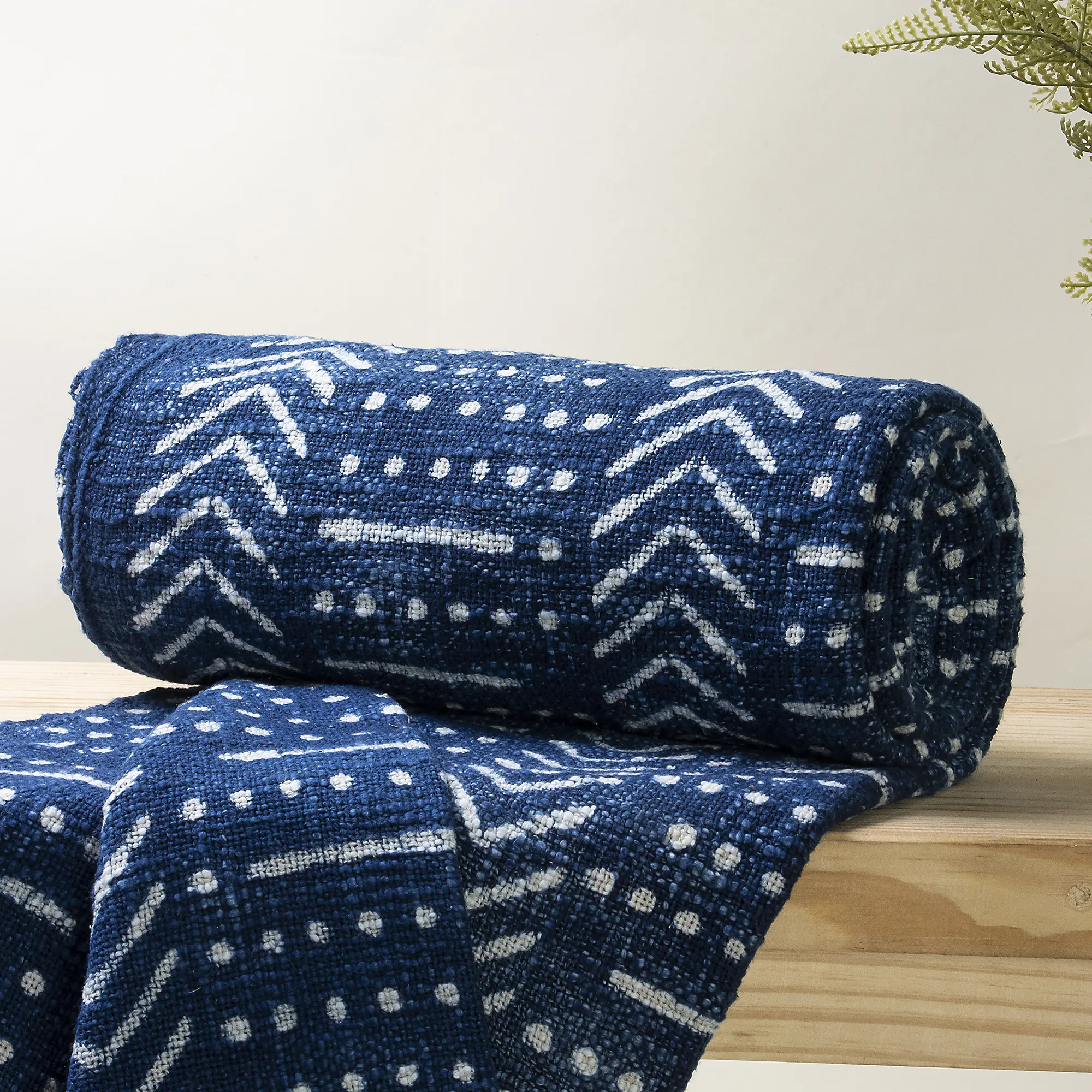 Designer Indigo Hand Block Cotton Throw Blanket for Living Space - Image 6