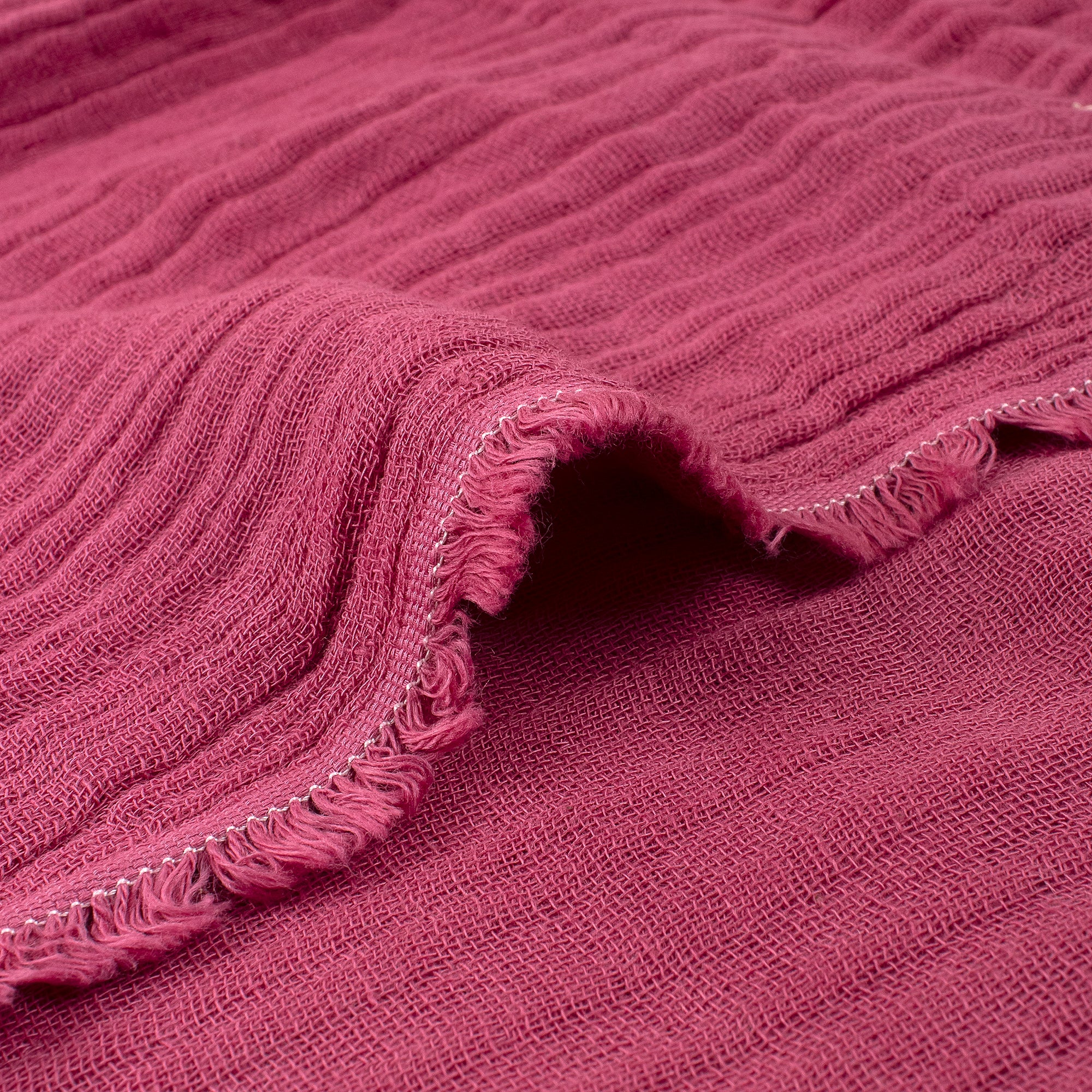 Handmade Dark Maroon Organic Cotton Gauze Fabric - Image 4