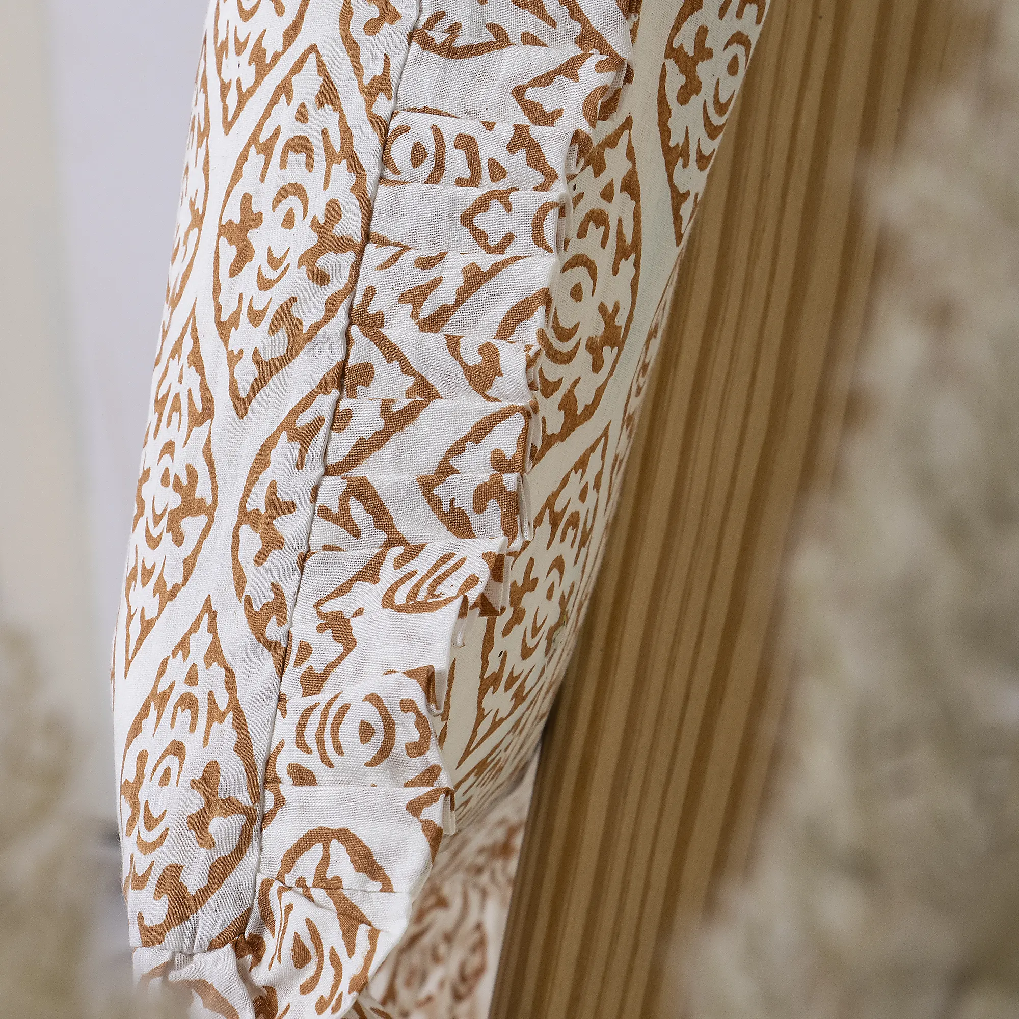 Brown Leaf Pure Cotton Block Printed Indian Women's Tote Bags - Image 8