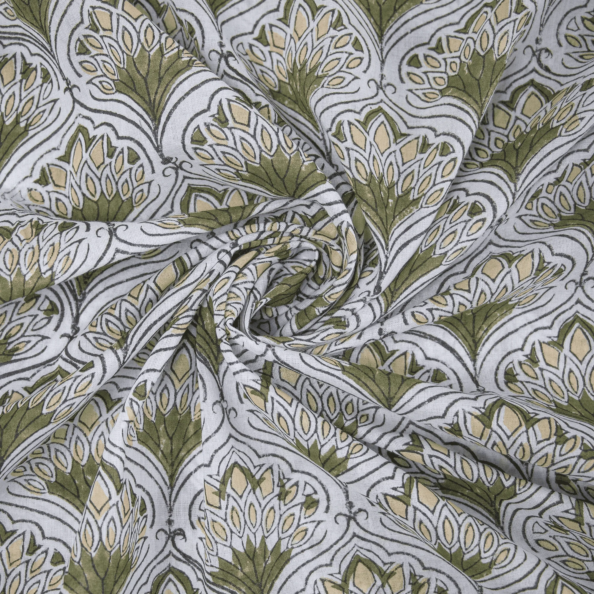 Classic Buta Handmade Block Printed Cotton Fabric For Garments - Image 5