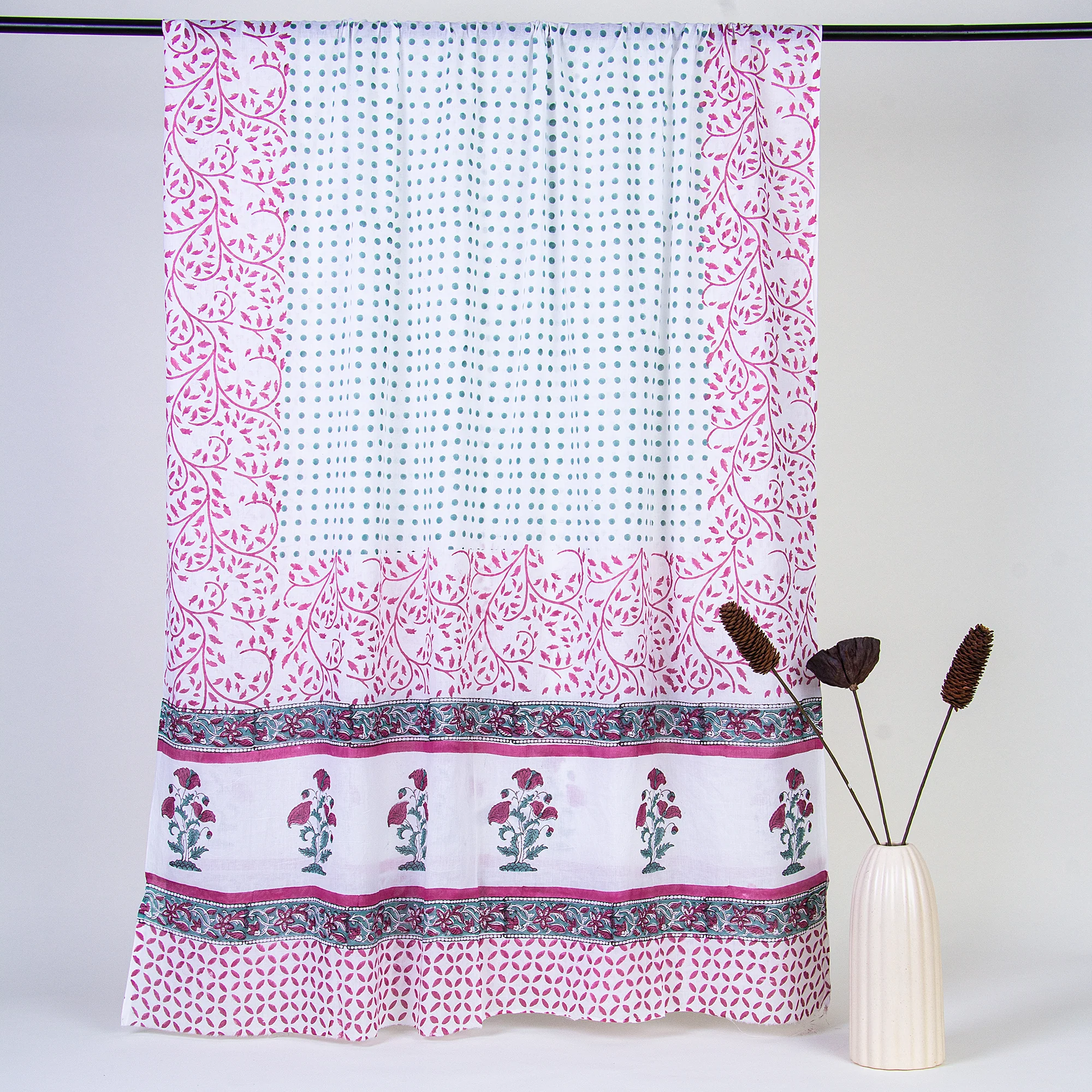 Handmade Floral Printed Woman 3PC Suit Set Cotton Dupatta - Image 2
