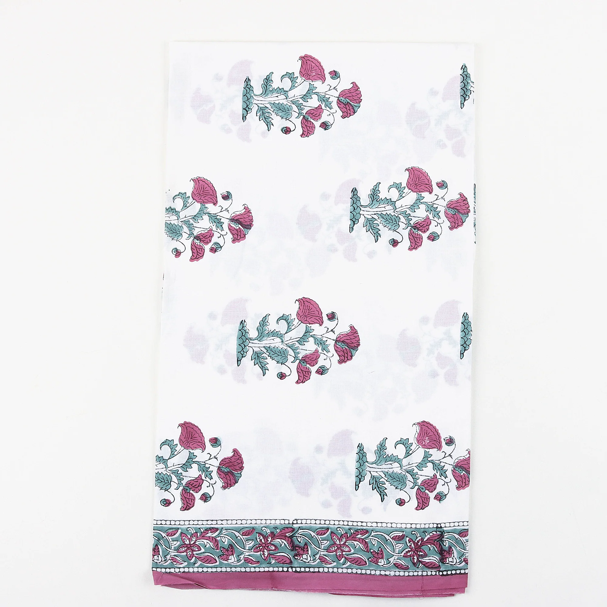 Handmade Floral Printed Woman 3PC Suit Set Cotton Dupatta - Image 3