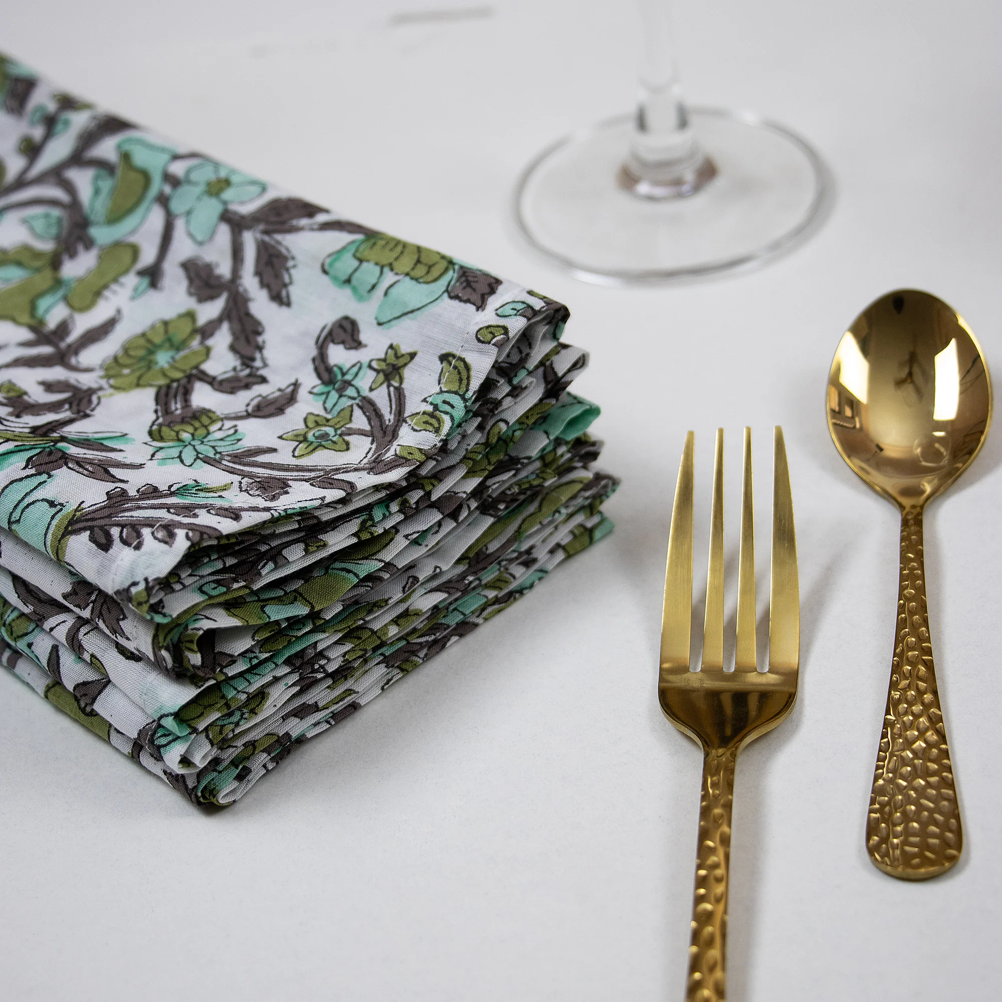 Exclusive Handmade Floral Indian Block Printed Cotton Dinner Napkin - Image 5